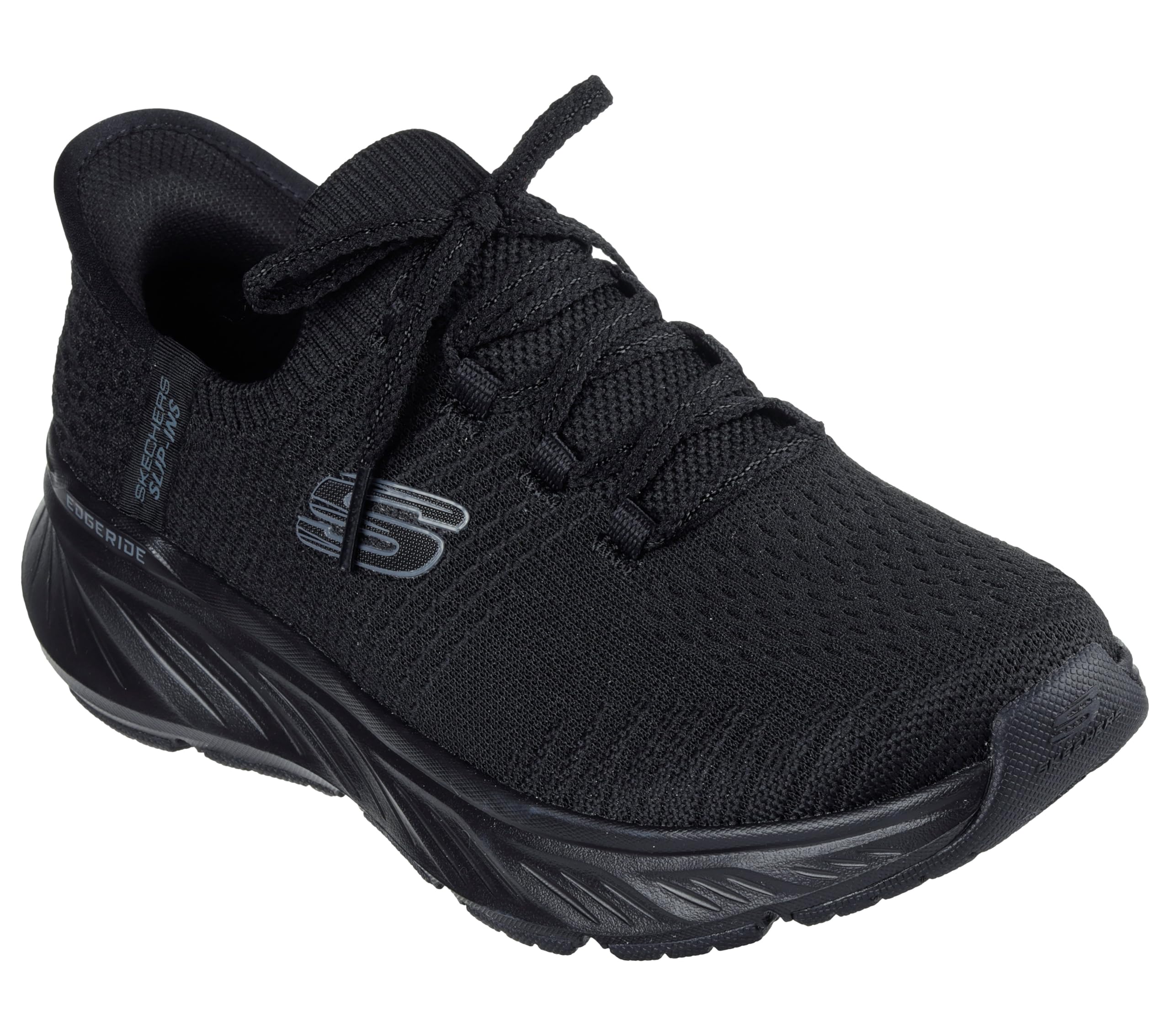 Skechers Women's Edgeride Impression Slip-On Sneakers, Black Knit/Trim, 3 UK