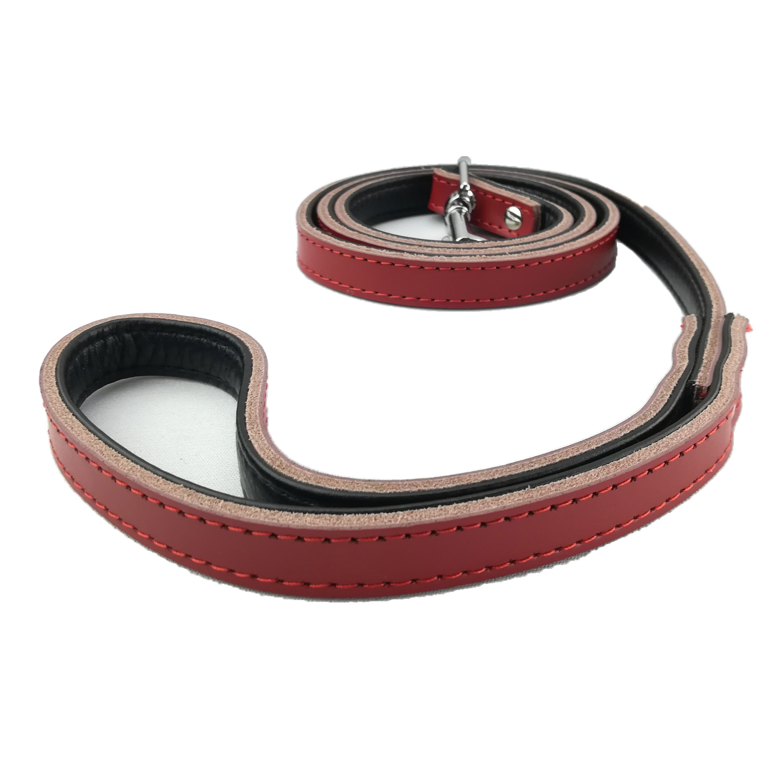 Newtensina Pets Leashes Leather Soft Puppies Leash Dog Lead for Dogs - 4ft - Red - S