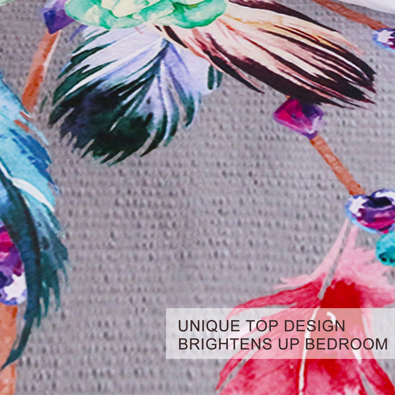 BlessLiving Big Dreamcatcher Colors Bedding, 3 Piece Dream Catcher Duvet Cover Set, Boho Doona Cover Native American Bed Set Indian Hippie Bedspread Coverlet (Queen, Light Gray)