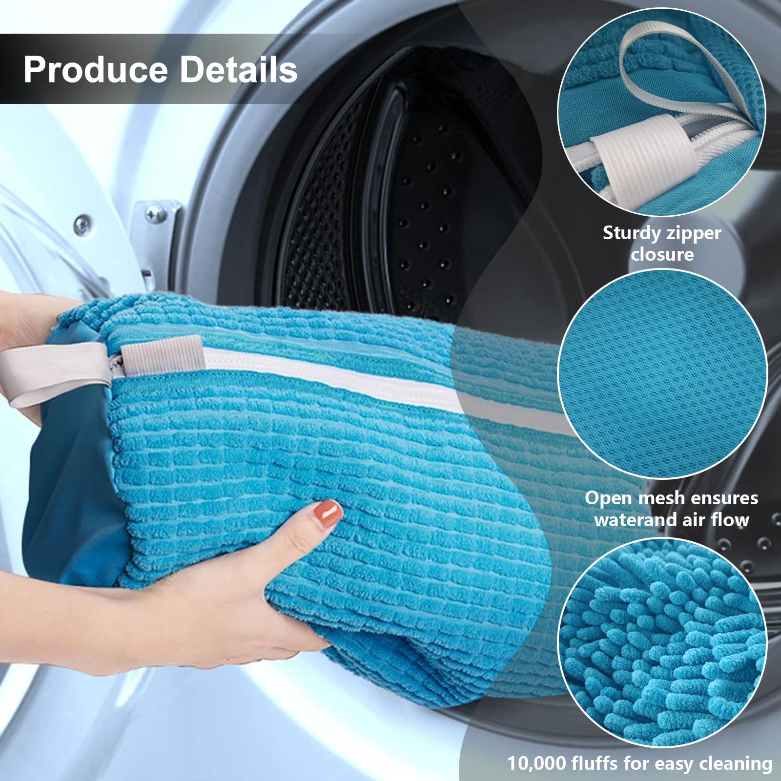 2 Sacs De Lavage Pour Chaussures Machine à Laver - Chenille Épaissie, Fermeture Éclair Verrouillable - 39x19x19 Cm - Gris - Réutilisables
