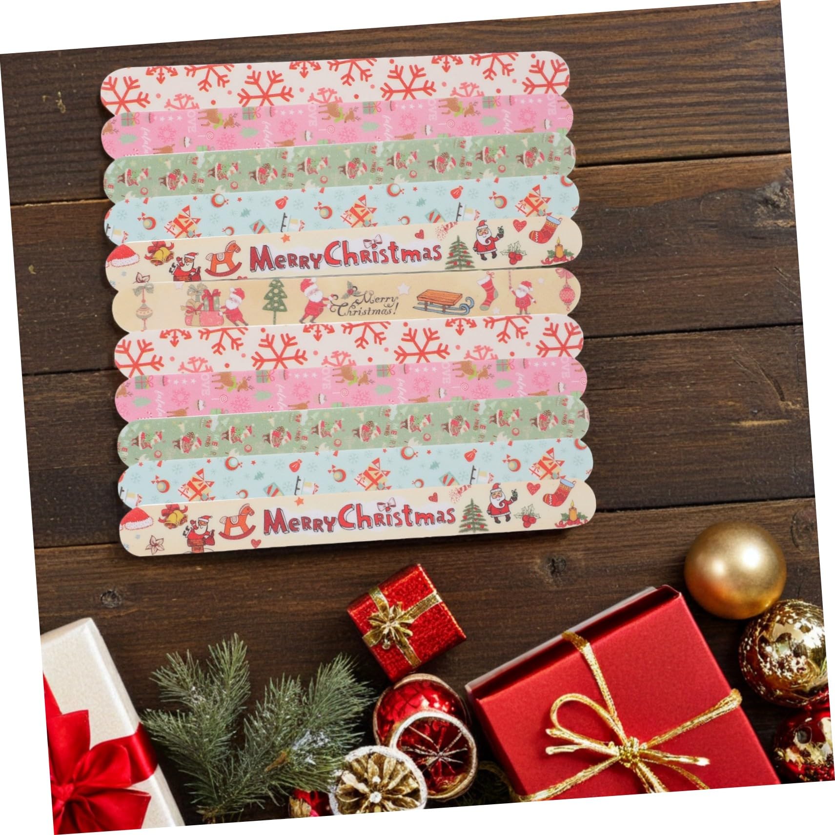 OUNONA 96 Teiliges Weihnachts-nagelfeilen Eva-hülle Handliche Polierfeilen für Fingernägel und Zehennägel Geeignet für Natur- Kunst Gelnägel Leicht und Tragbar für Maniküre und