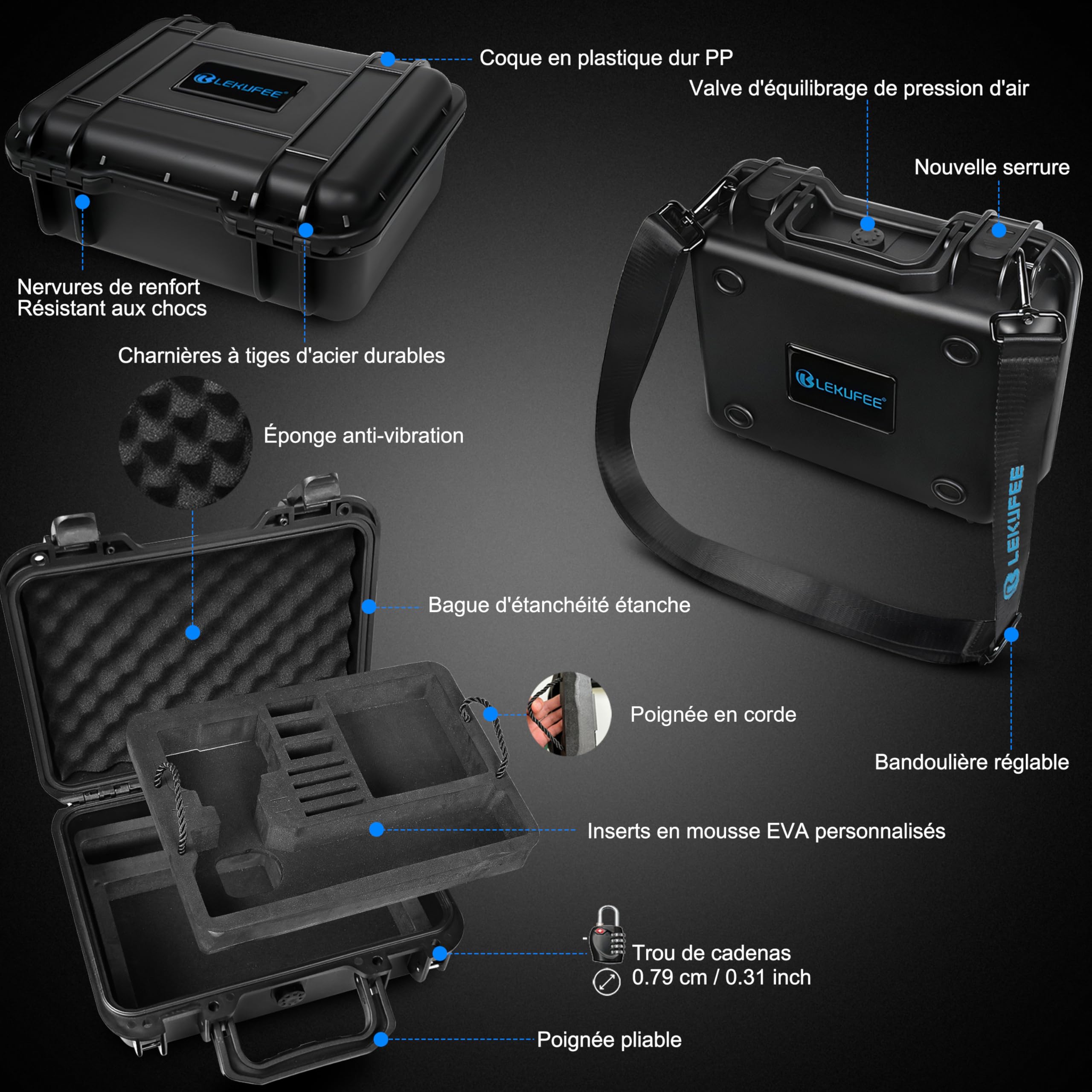 LEKUFEE Étui Rigide Étanche pour Insta360 Ace Pro 2/Insta360 Ace Pro/Insta360 Ace Caméra d'action et Insta360 Ace Pro 2 Accessoires (Valise Uniquement)