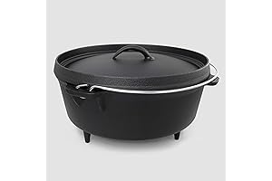 ExcelSteel 6 Quart Cast Iron Dutch Oven for Outdoor Cooking and Camping