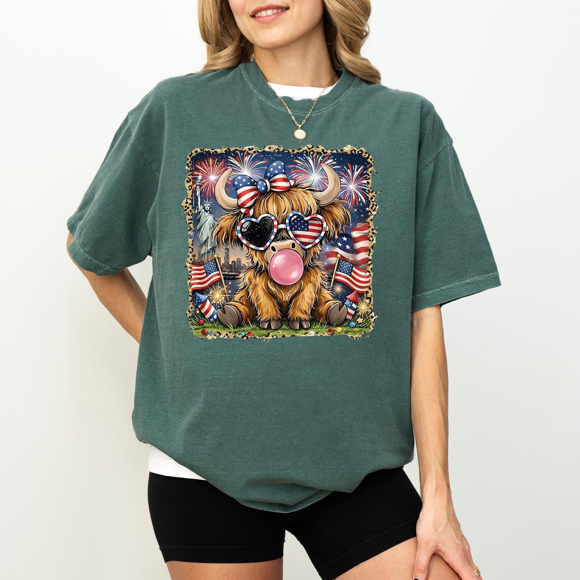 Highland Cow 4th of July Shirt Comfo &hellip;