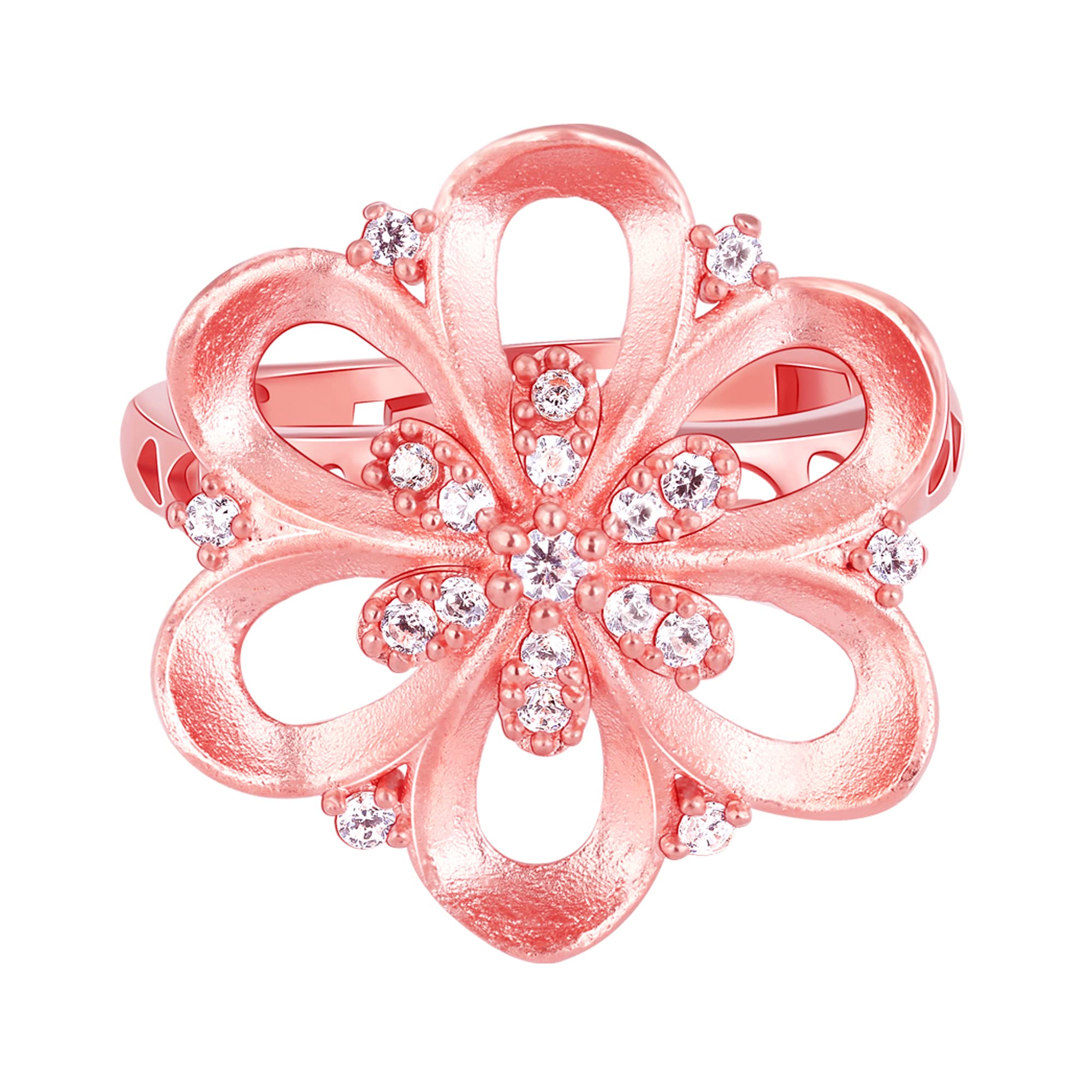 GIVA925 Silver Anushka Sharma Rose Gold Flowery Love Ring, Adjustable | Gifts for Women and Girls | With Certificate of Authenticity and 925 Stamp | 6 Months Warranty*