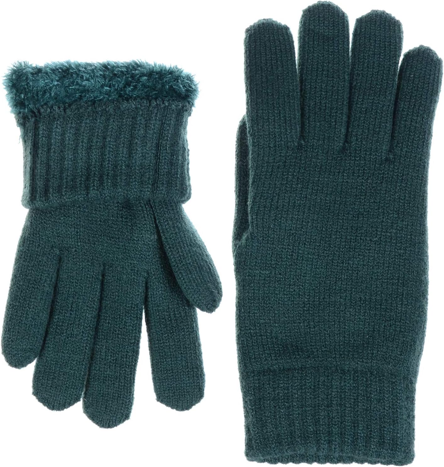 BSB Winter Women's Toasty Warm Plush Fleece Lined Knit Gloves (Dark Green) - Image 2