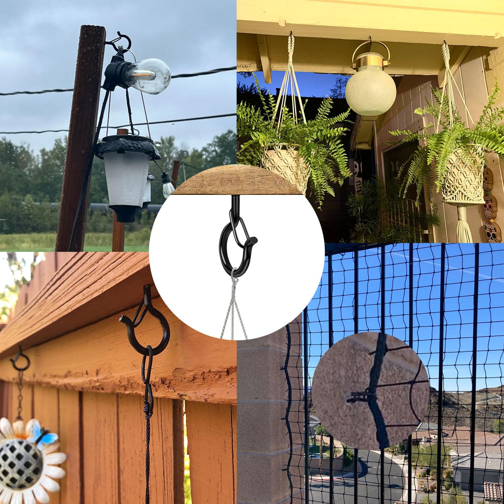 Zzbety 36-Pack Heavy Duty Screw Hooks For Hanging String Lights - 2.2" Black Q-Hangers With Driver