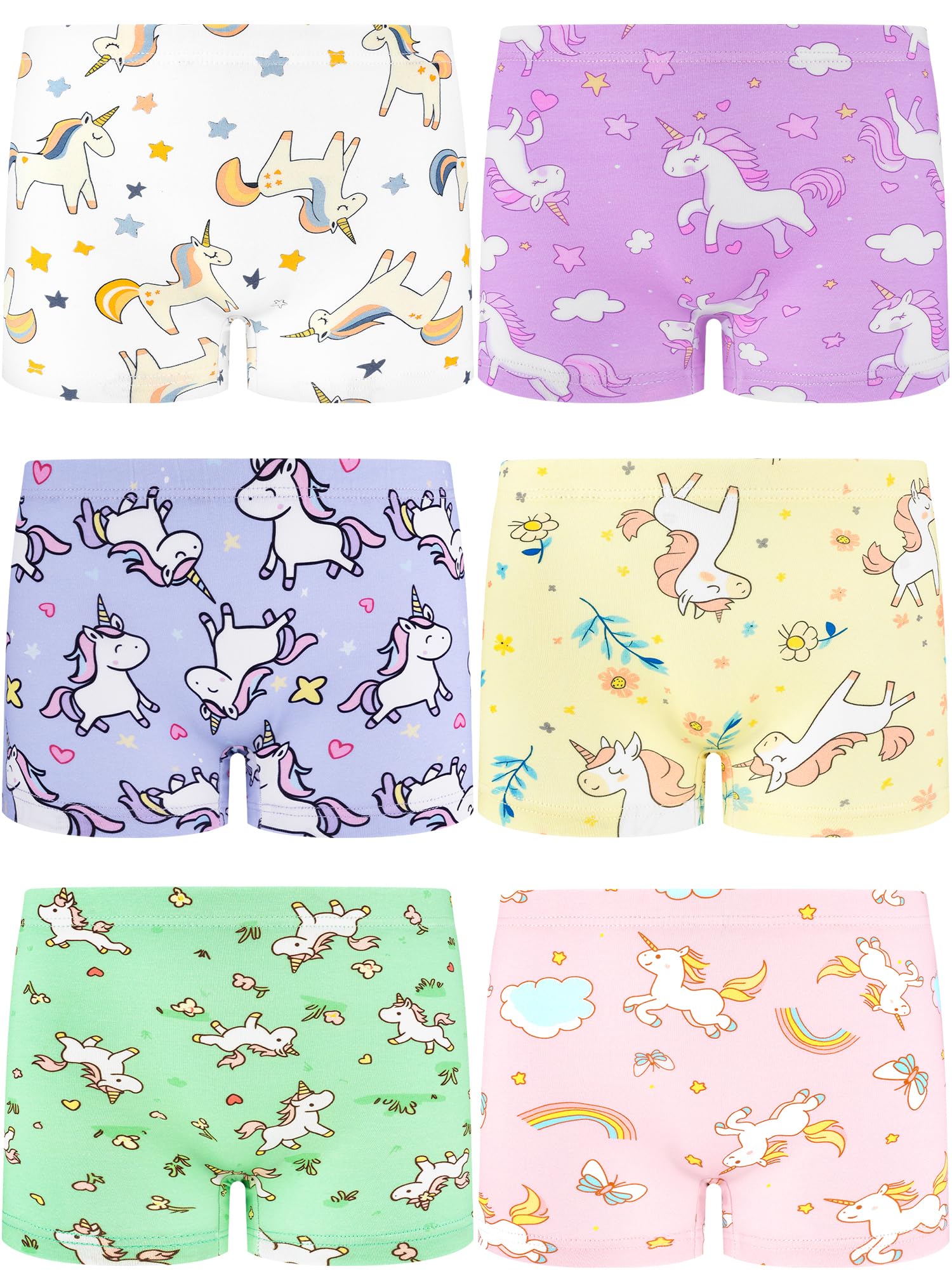 Girls Boyshorts Underwear Soft Cotton Tagless Panties for Toddlers Little Kids Comfort Breathable Briefs 6-Pack