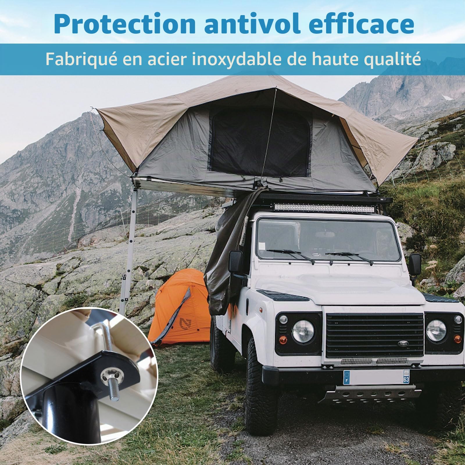 4 Pièces Écrous 1 Serrure M8 4 Trous Antivol Kit d'Écrous en Acier Inoxydable Antivol Écrou de Sécurité Antivol pour Tente de Toit Porte-Vélos Système Solaire