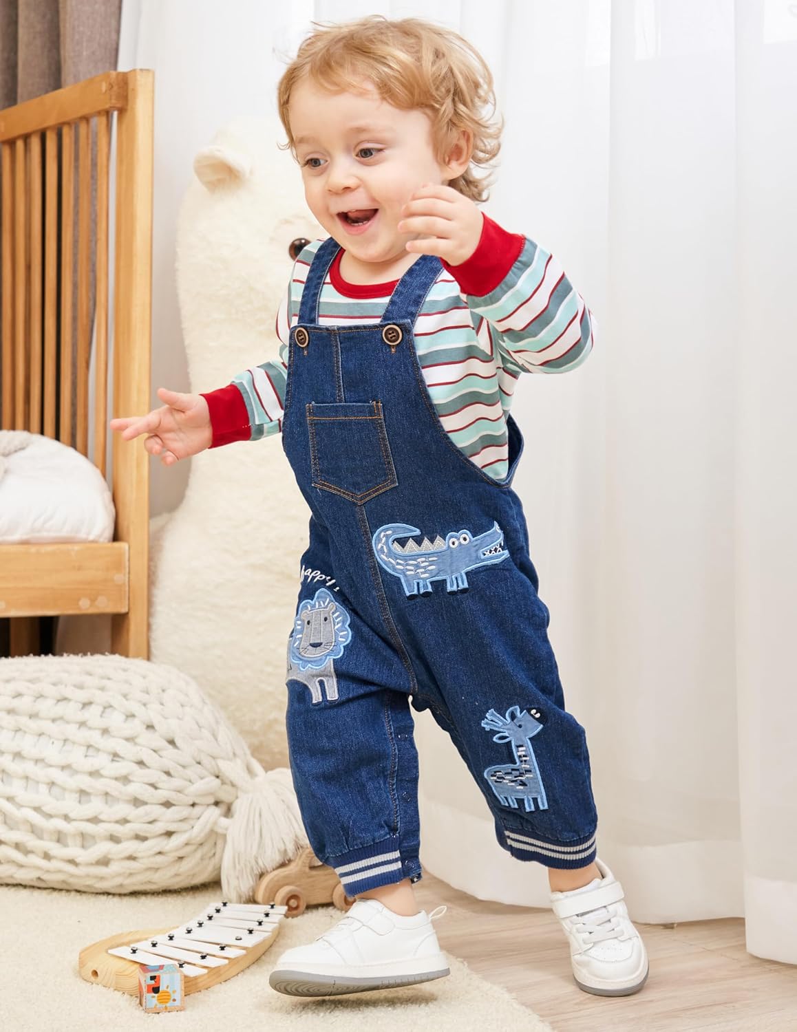 Baby Boy Clothes Set Infant Boy's Long Sleeve Romper+Dinosaur Denim Overalls Toddler Boys Fall Winter Outfits Suit - Image 2