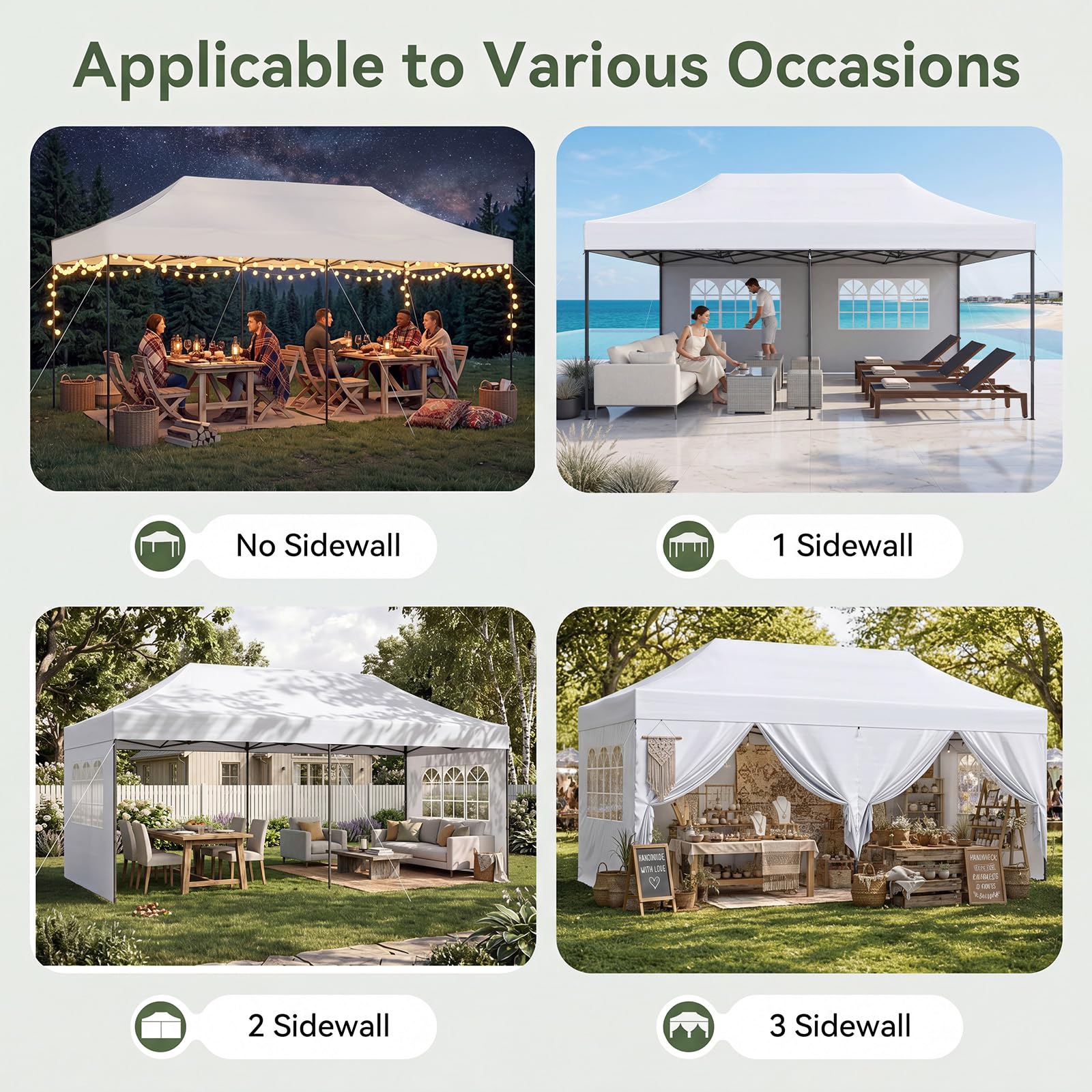 Aoxun Pop Up Gazebo 3m x 6m Heavy Duty with Sides 6x3 Waterproof Party Tent, White, 3x6M - Image 4