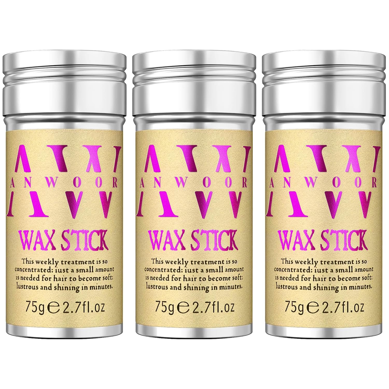 AnWoor Wax Stick for Hair, 3PCS Hair Wax Stick, Hair Gel Stick, Slick Back Hair Stick, Hair Slick Stick for Flyaways, Taming Frizz, Hair Styling Slick Stick for Pomade & No-Greasy