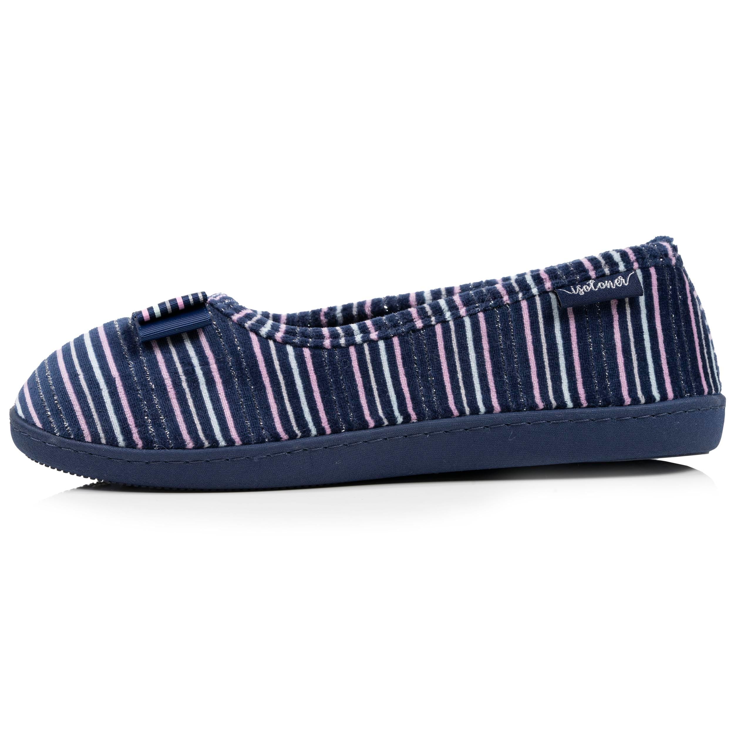 Isotoner Chaussons pantoufles Ballerines femme microvelours semelle ergonomique soutien voûte plantaire,