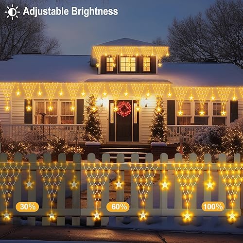 Miniatura 4 de DBFAIRY Luces de red de estrellas de Navidad, 196 luces LED conectables de doble color que cambian de color, 13.1 x 1.9 pies, luces de red de