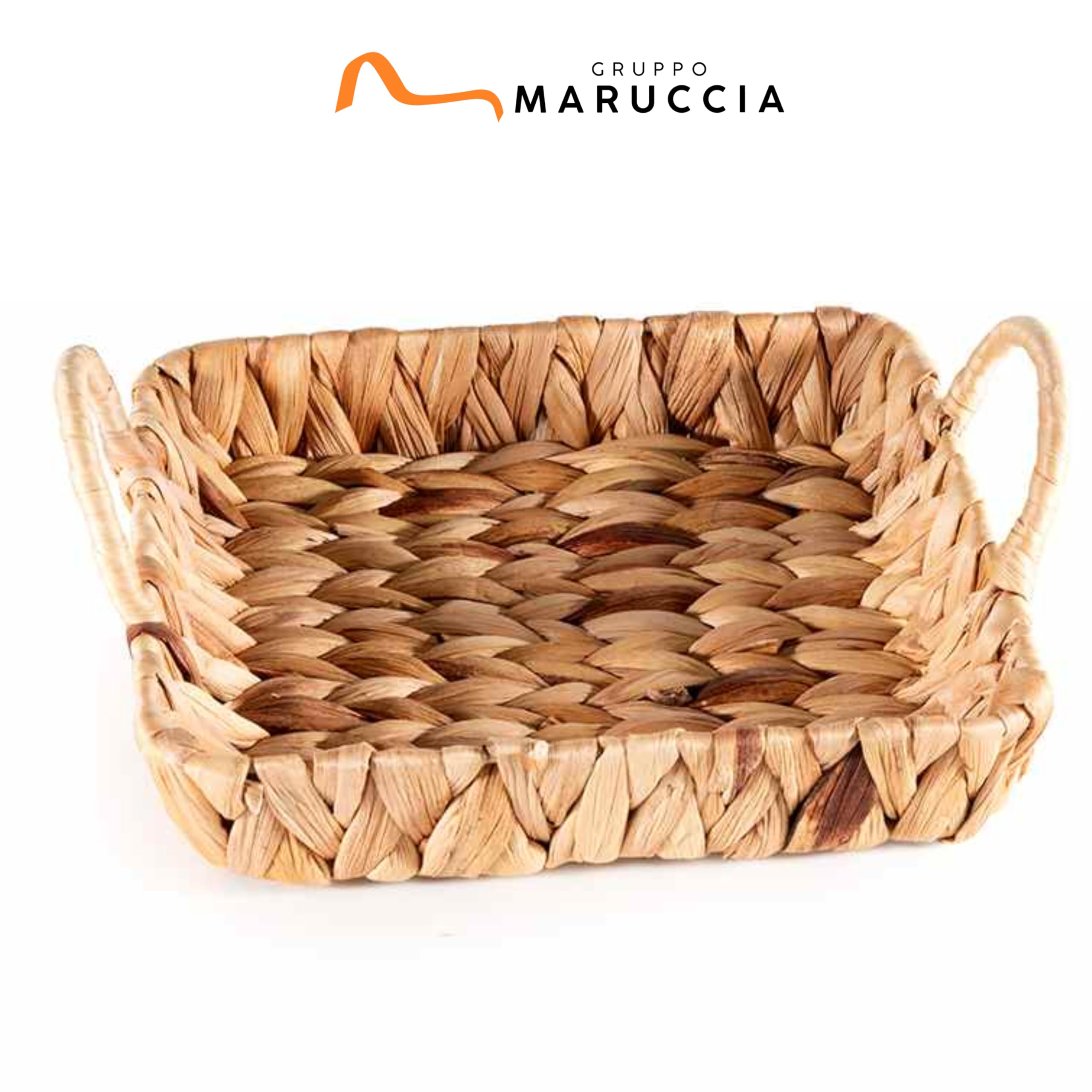 Gruppo Maruccia - Cestas n Fibra Natural Trenzadas - Rectangulares, con Asas - Centro, Frutero, Complemento Decorativo - Juego de 3
