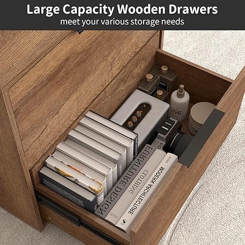 Miniatura 51 de LUCYPAL Archivador de 2 cajones, archivadores de madera con barras colgantes para tamaño carta, archivadores para oficina en casa, archivador