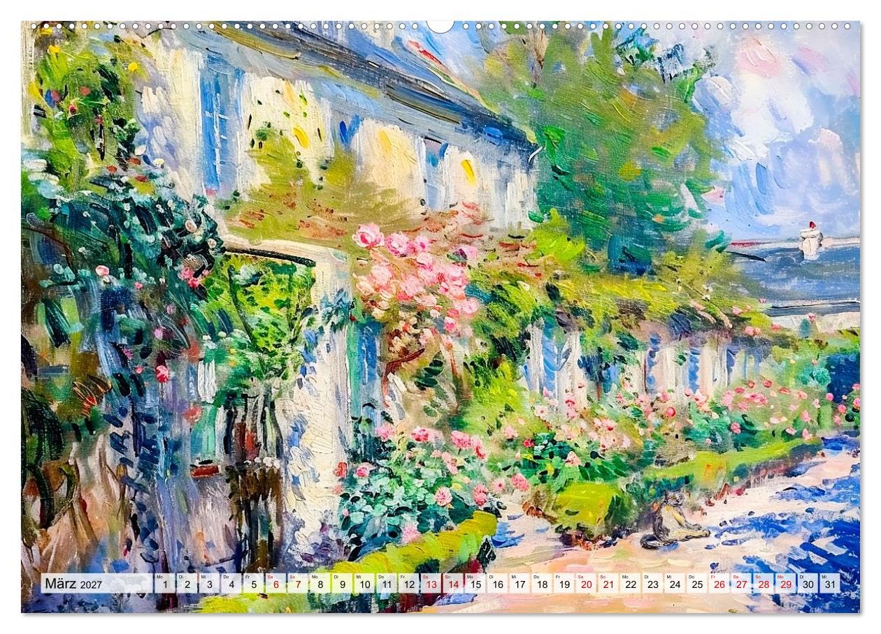 CALVENDO - Gärten im Licht - Impressionistische Spaziergänge mit Blütenpracht (hochwertiger Premium Wandkalender 2027 DIN A2 quer), Kunstdruck in Hochglanz: Farbenfrohe Gartenwelten voller Romantik un