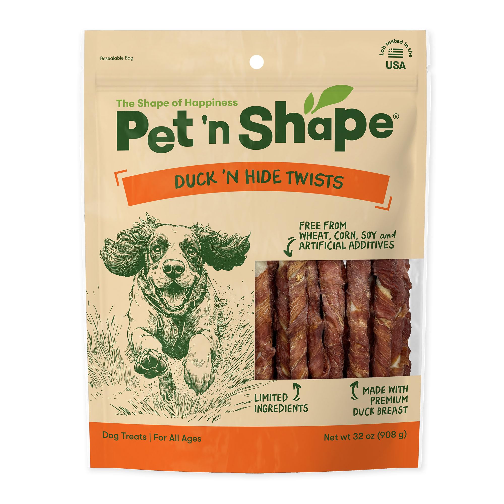 Pet 'n Shape Hide Twists – Duck Wrapped Rawhide Dog Treats - Small Twist - 2 Pounds