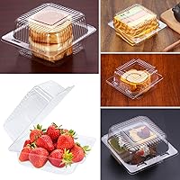 Vista 7 de Haawooky Paquete de 100 Recipientes de Plástico Transparente para Llevar, Recipiente de Comida Cuadrado con Bisagras, Recipientes Tipo Concha