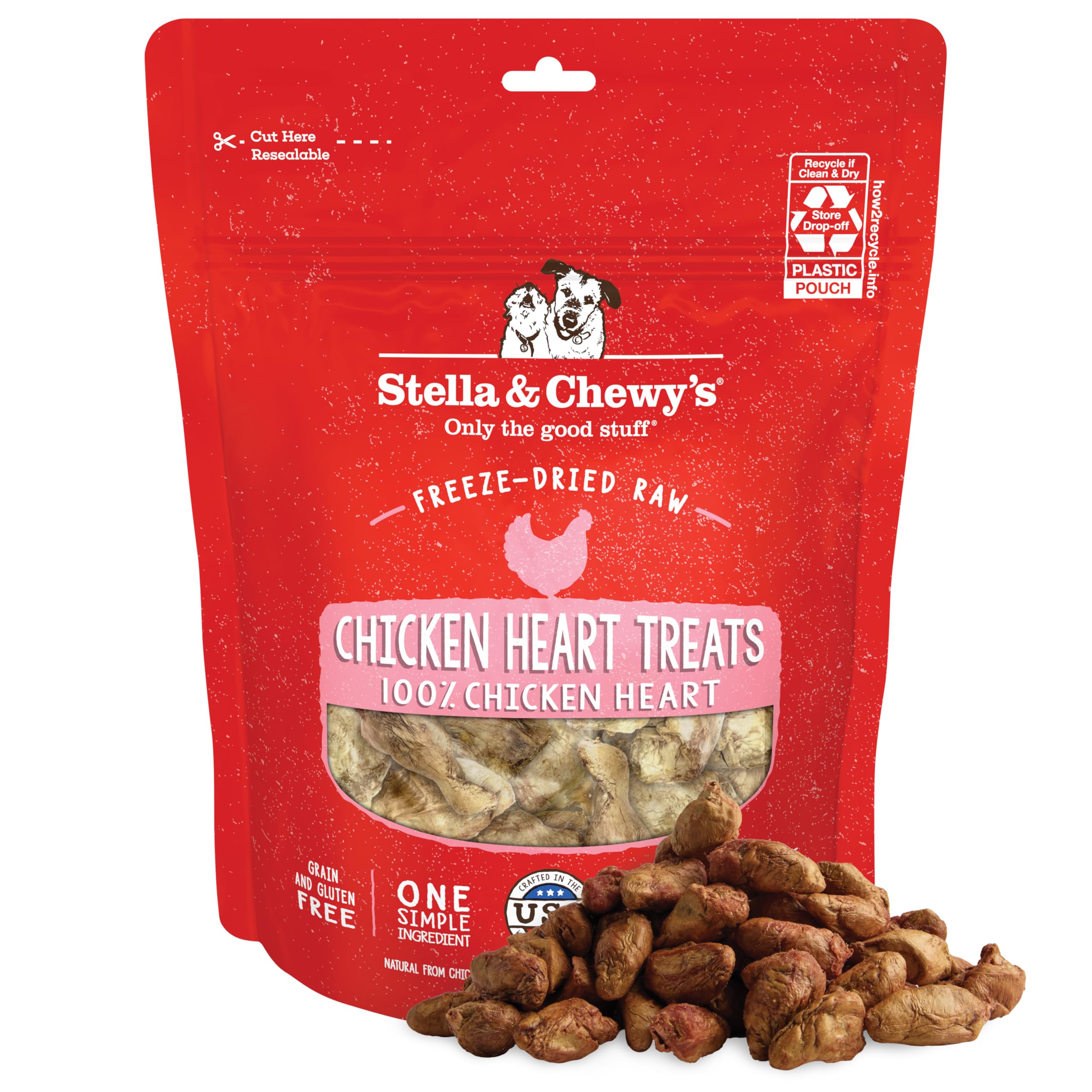 Stella & Chewy's Freeze-Dried Raw Single Ingredient Chicken Hearts Dog Treats, 3 oz. Bag