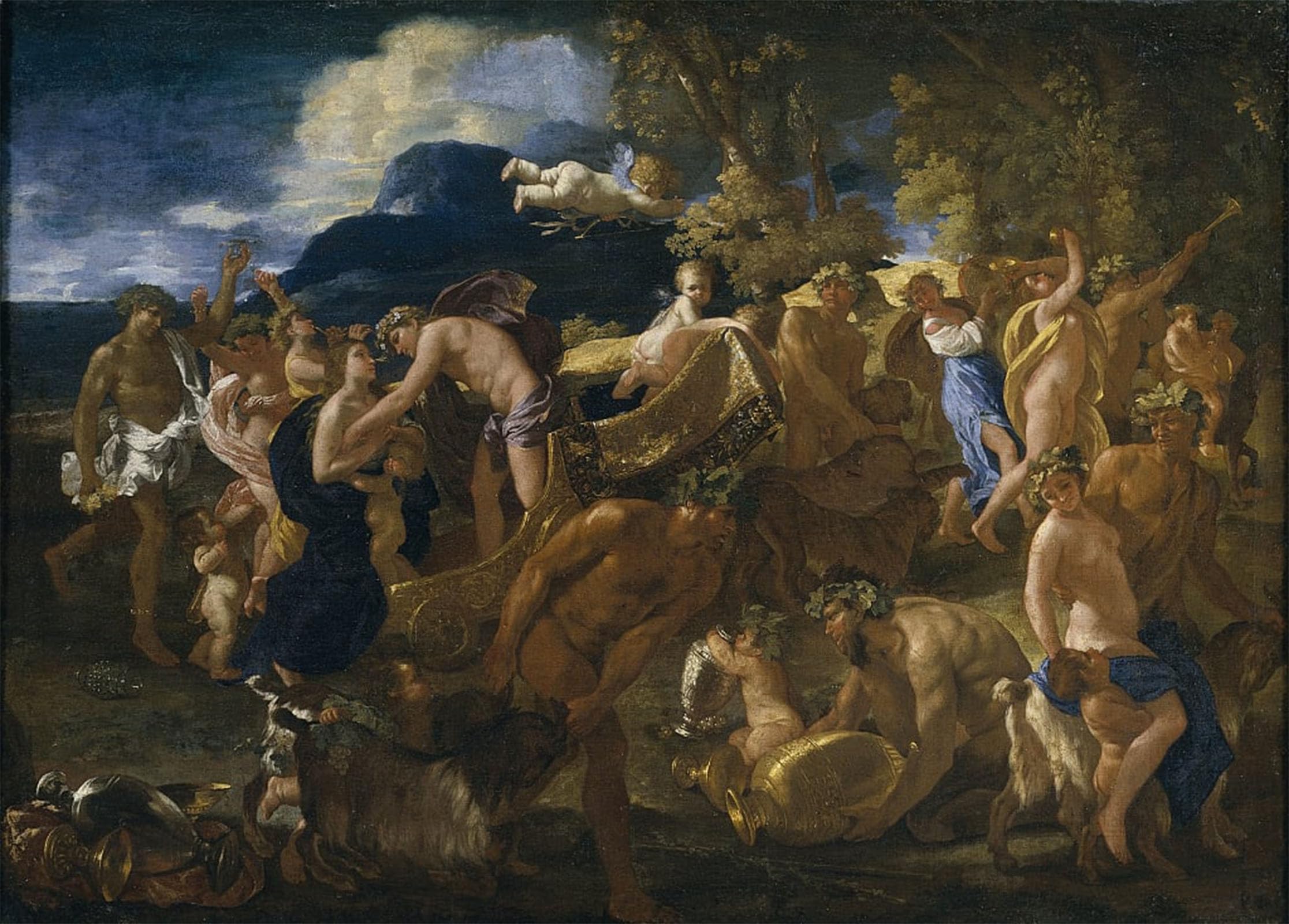 Artxlxxbn No Frame Famous Painting Art Wall Decor Abstract Art Picture Bacchanal By Nicolas Poussin Animal Pictures For Home Decor 60X90cm
