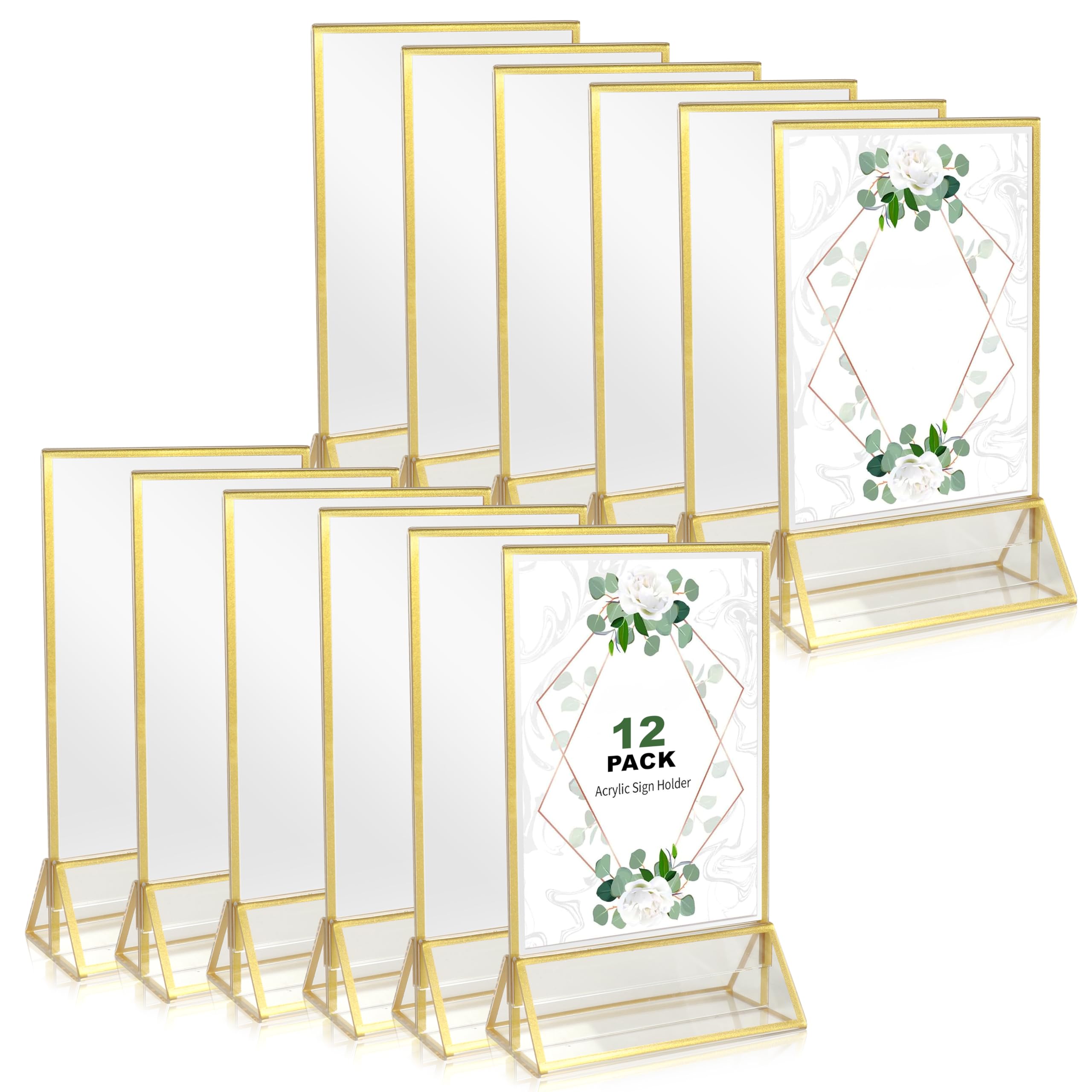 GLUN® Acrylic Sign Holder for Table | Transparent Table Menu Card Stand 19x11 CM | QR Code Display Stand & Acrylic Menu Board for Restaurant, Cafe, Office 12 Pack
