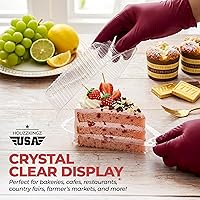 Vista 6 de 25 recipientes para rebanadas de pastel con tapas Recipientes de plástico desechables medianos con bisagras Recipiente transparente para tarta