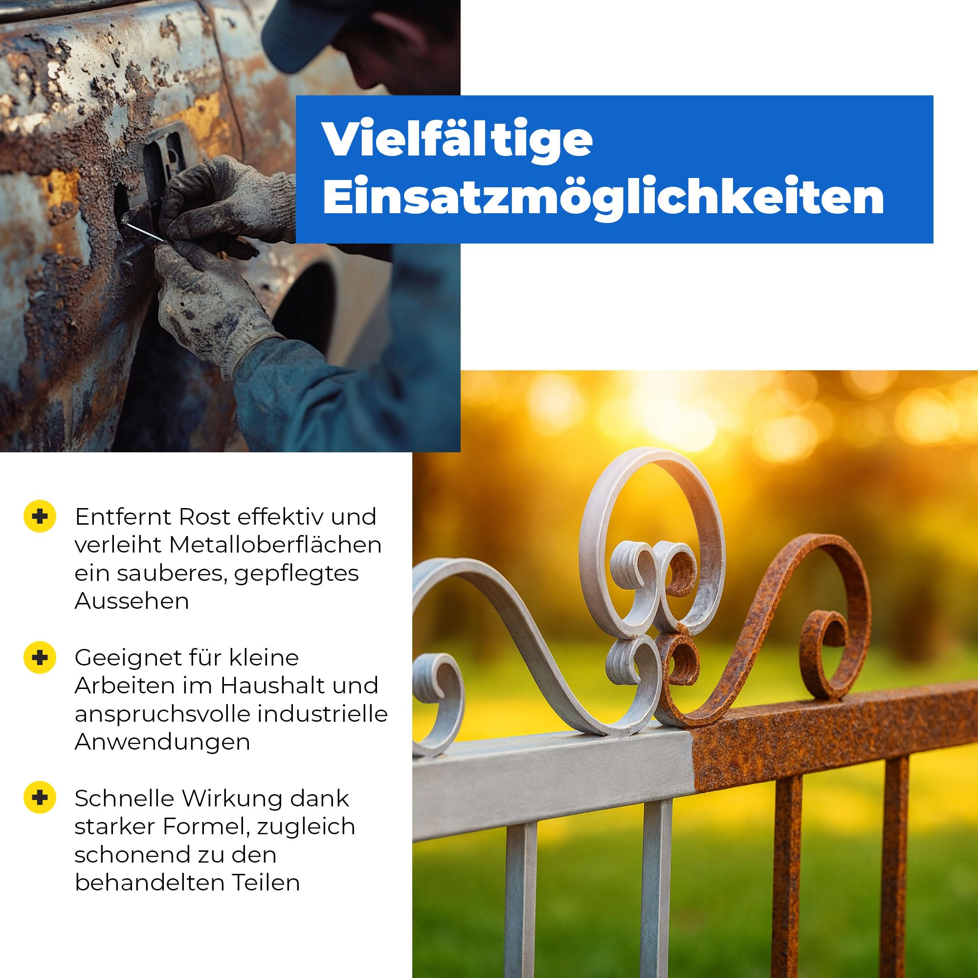 Rostumwandler & Rostentferner Spray 6 x 1L – Für Metall, Stahl & Gusseisen – Rostschutz & Korrosionsschutz mit Phosphat – Auto, Boot, Schiff, Fahrradkette, Werkzeug