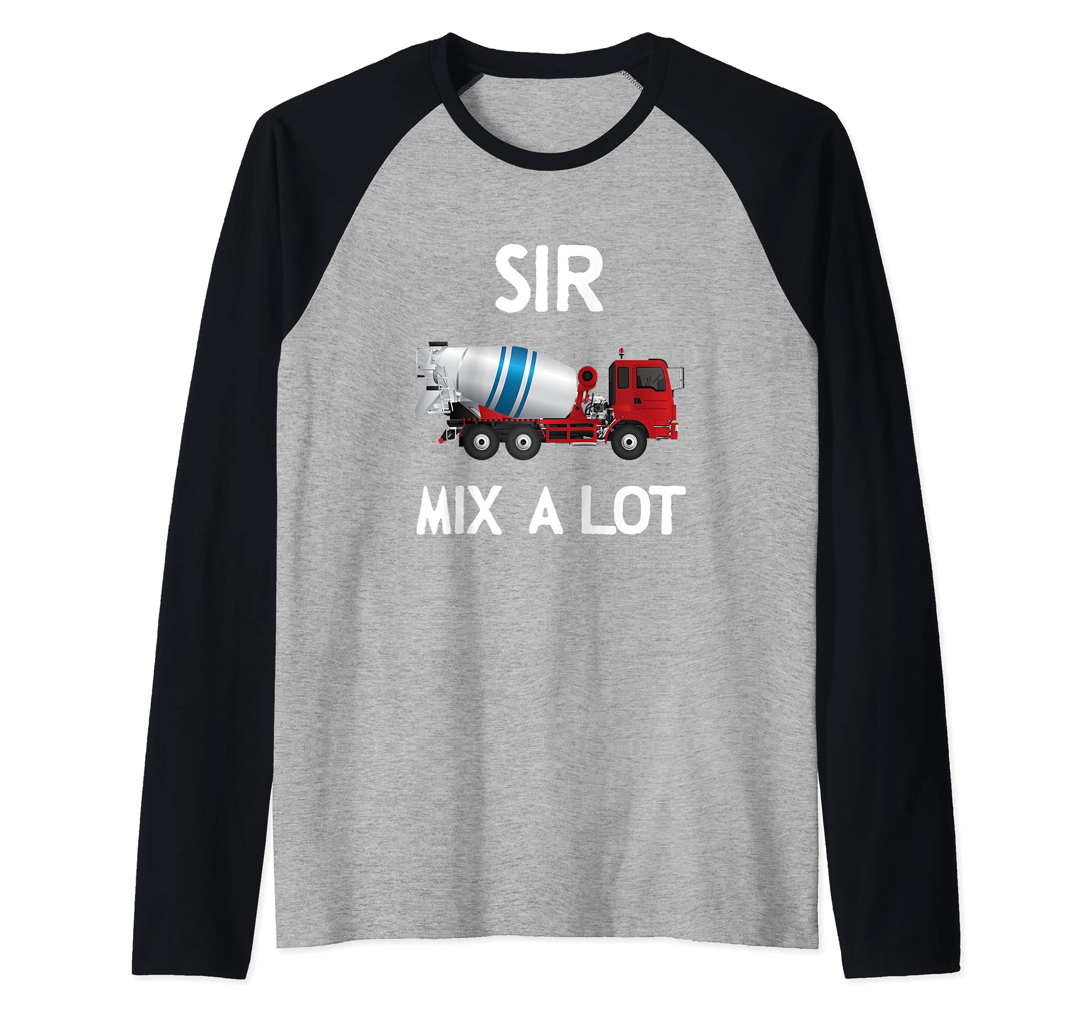 Concrete Truck Mixer Cement Construction Worker Contractor Raglan Baseball Tee, Black