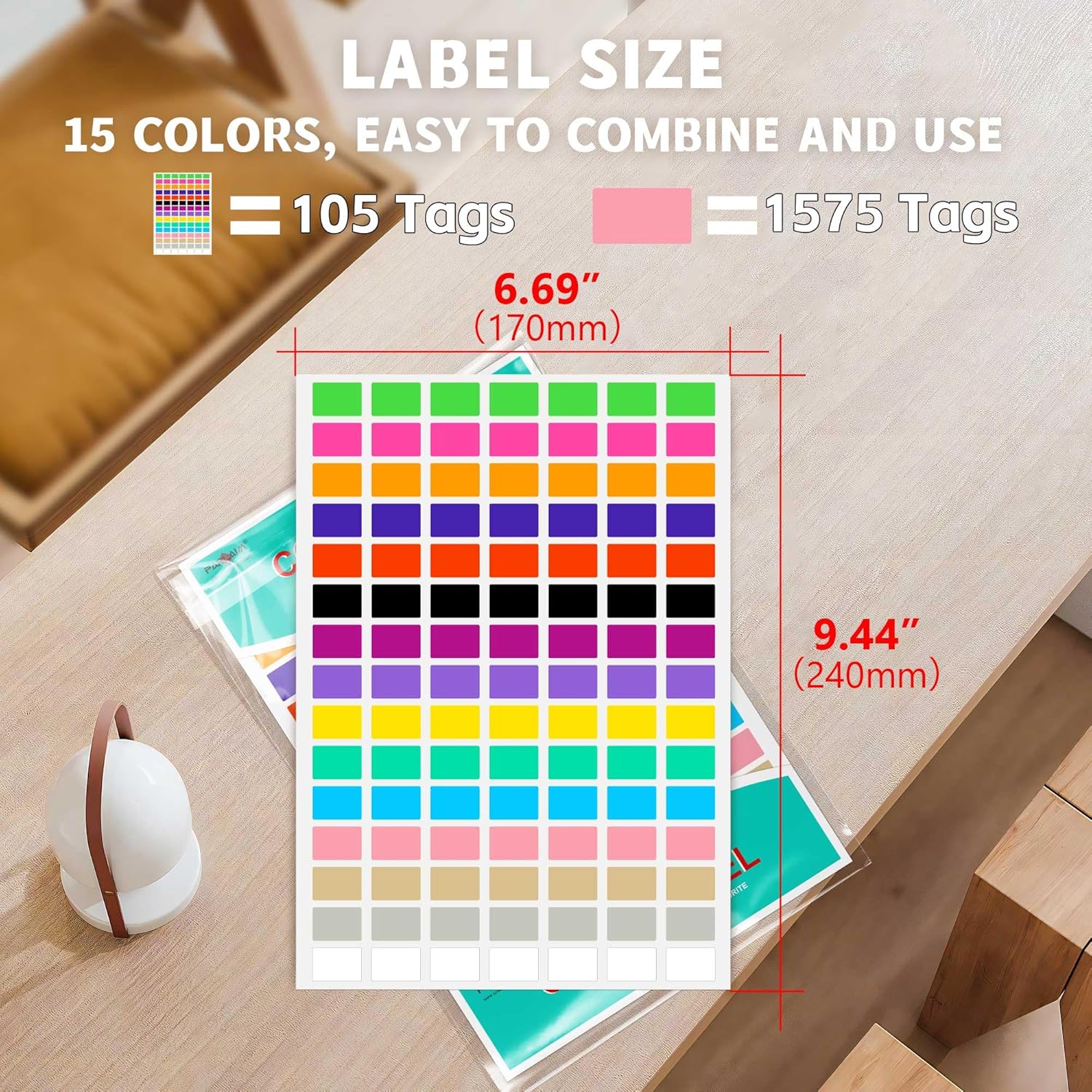 PARLAIM 1575 PCS 3/4" x 1/2" Square Color Coding Labels, 15 Colors Rectangle Stickers for Price Sticker for File Folder Tabs, Garage Sale, Price tag etc - Image 2