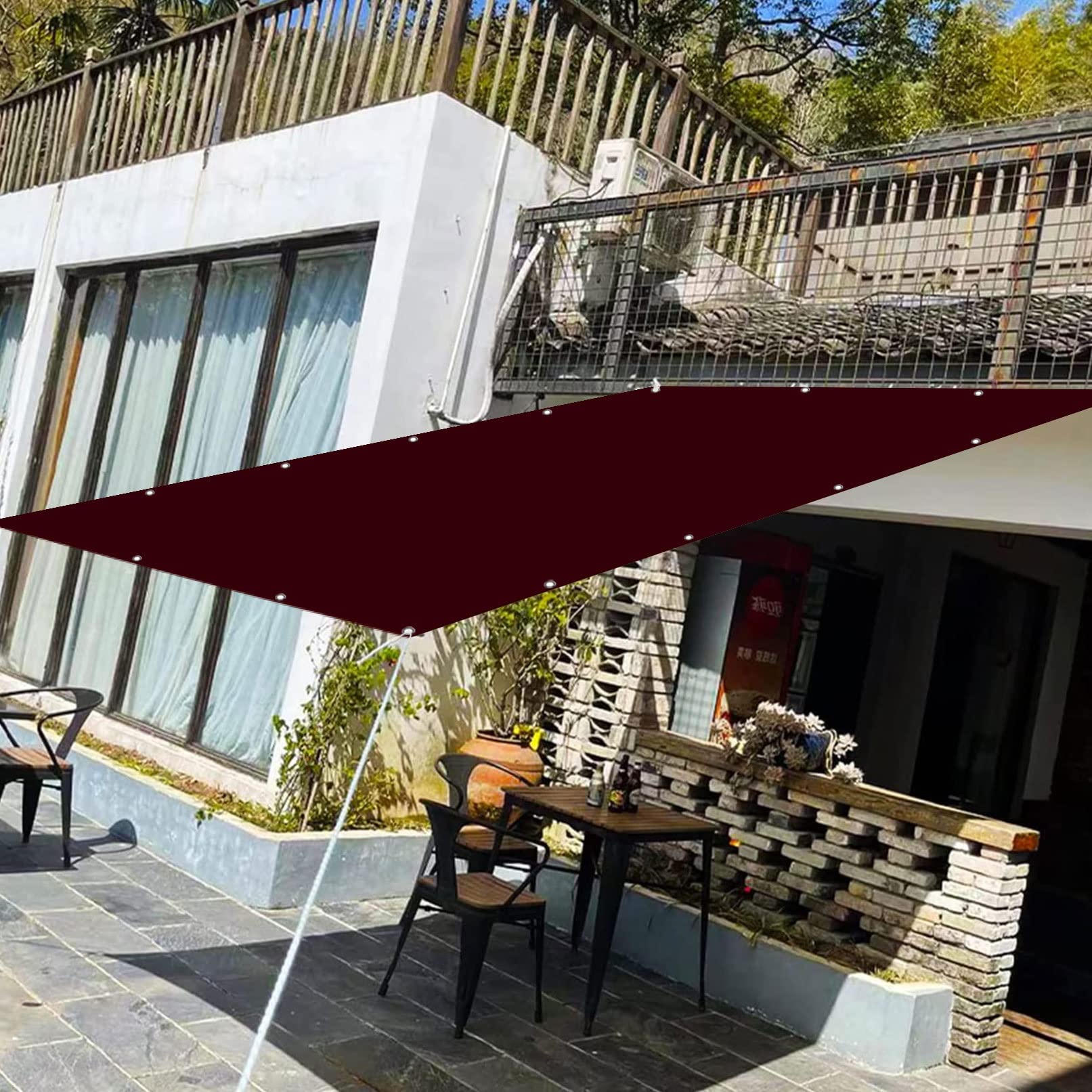Voile d'ombrage de jardin vin rouge pour créer un coin d'ombre frais sur votre patio