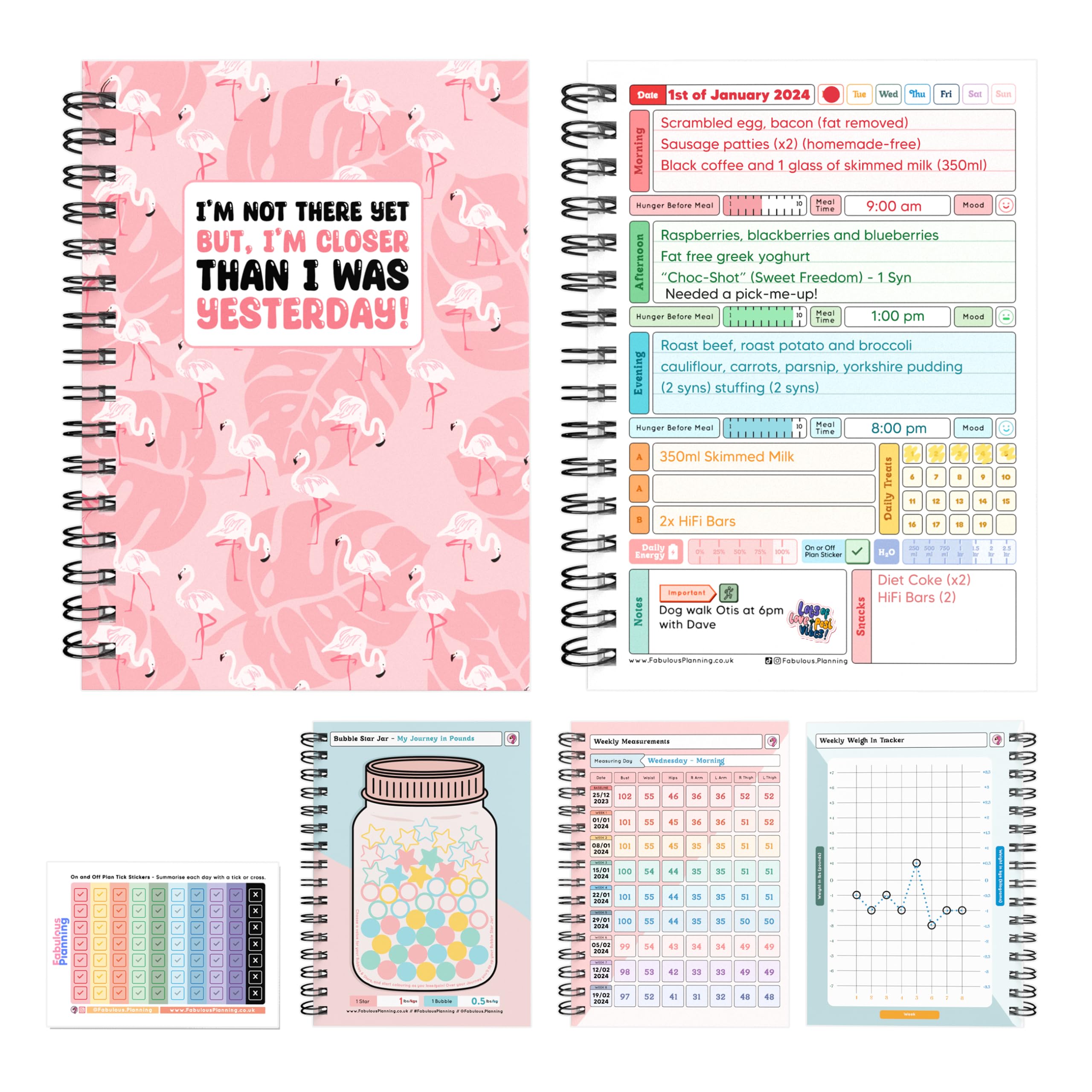 Slimming World Compatible Food Diary Diet Journal Planner 7 Week Countdown Card With Stickers 2025 - DIY Tab Dividers