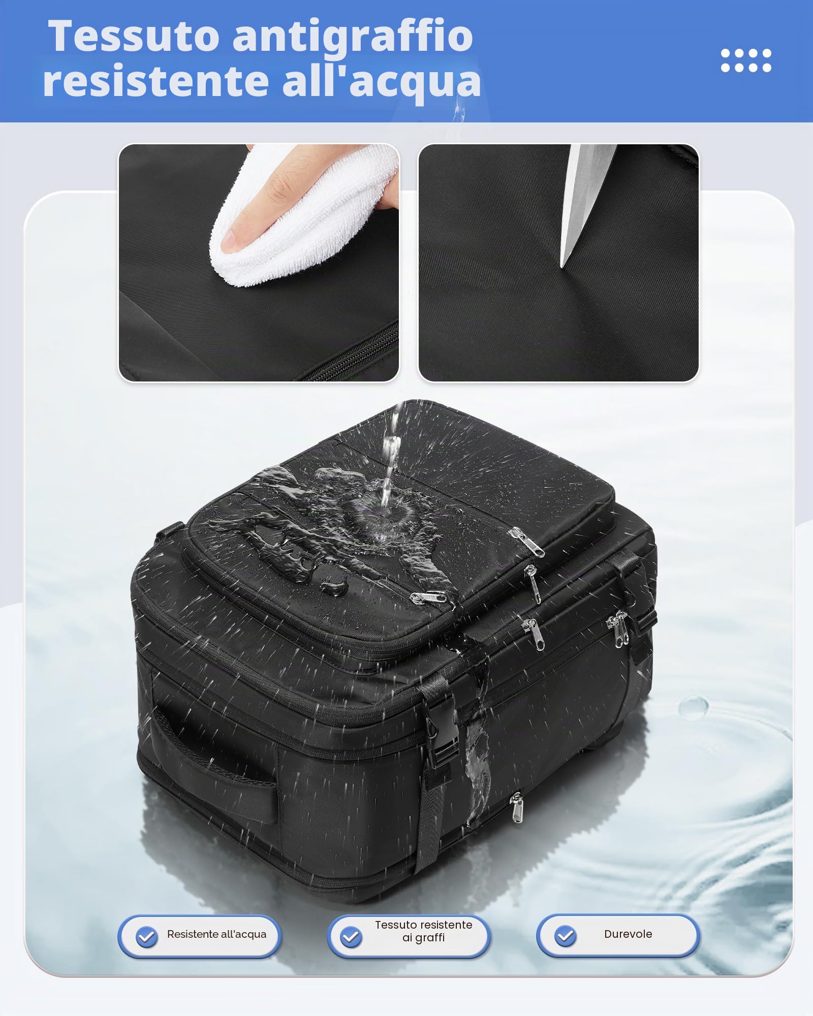Zaino Ryanair 40x30x20 Sottovuoto con pompa,Wizzair Sottovuoto da viaggio Bagaglio a Mano con compressione sottovuoto,Zaino Donna Zaino Casual Laptop 14 Pollici,Nero