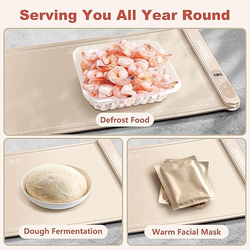 Miniatura 6 de Tapete de calentamiento de alimentos, bandeja de calentamiento eléctrica de grafeno de superficie completa, 6 ajustes de temperatura y apagado