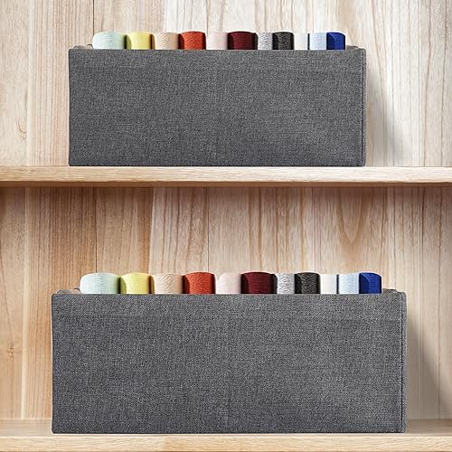 Miniatura 7 de Caja de almacenamiento de tela, cesta de almacenamiento plegable con asas de madera, cubo rectangular, decorativo para el hogar, cuarto del bebé,
