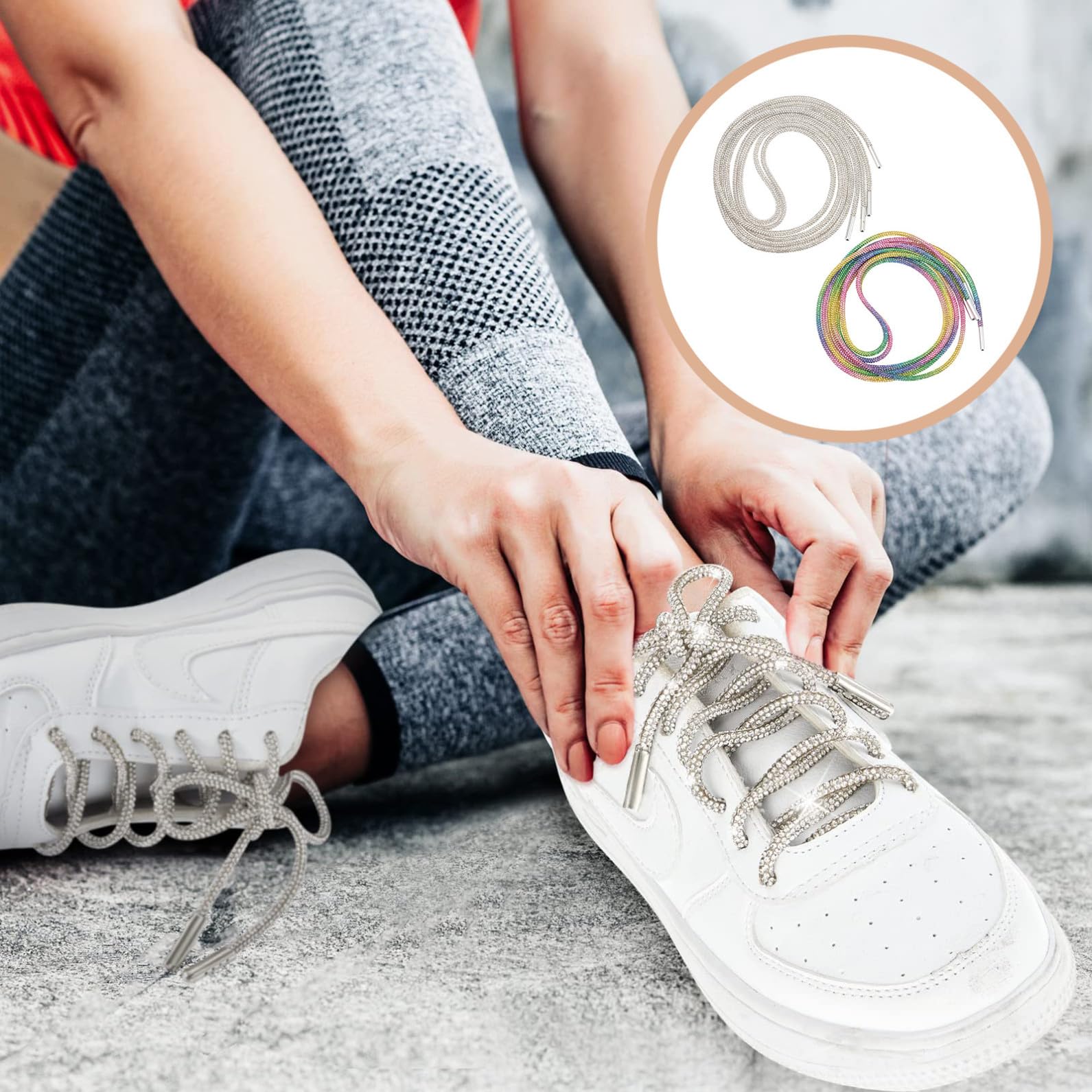Stringhe per Scarpe Sportive Strass Riflettenti 100cm Bianco Resistente alla Moda per Scarpe Casual da Ginnastica 2 Paia Eleganti