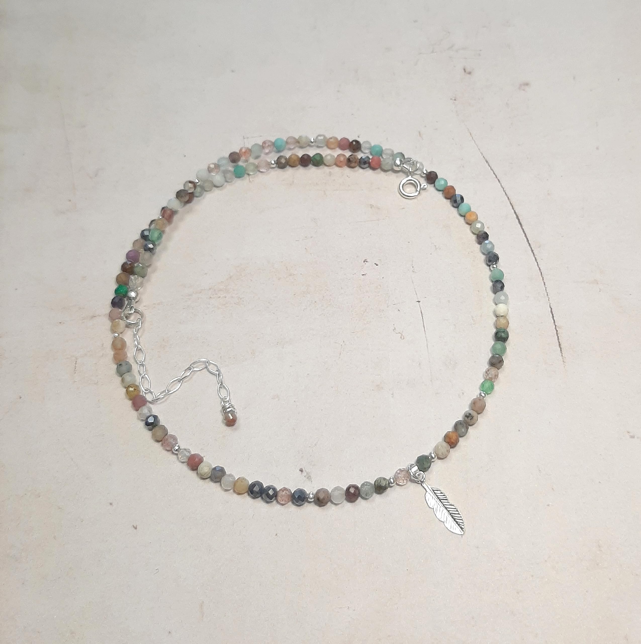 Collier Plume Pierres Naturelles et Argent 925