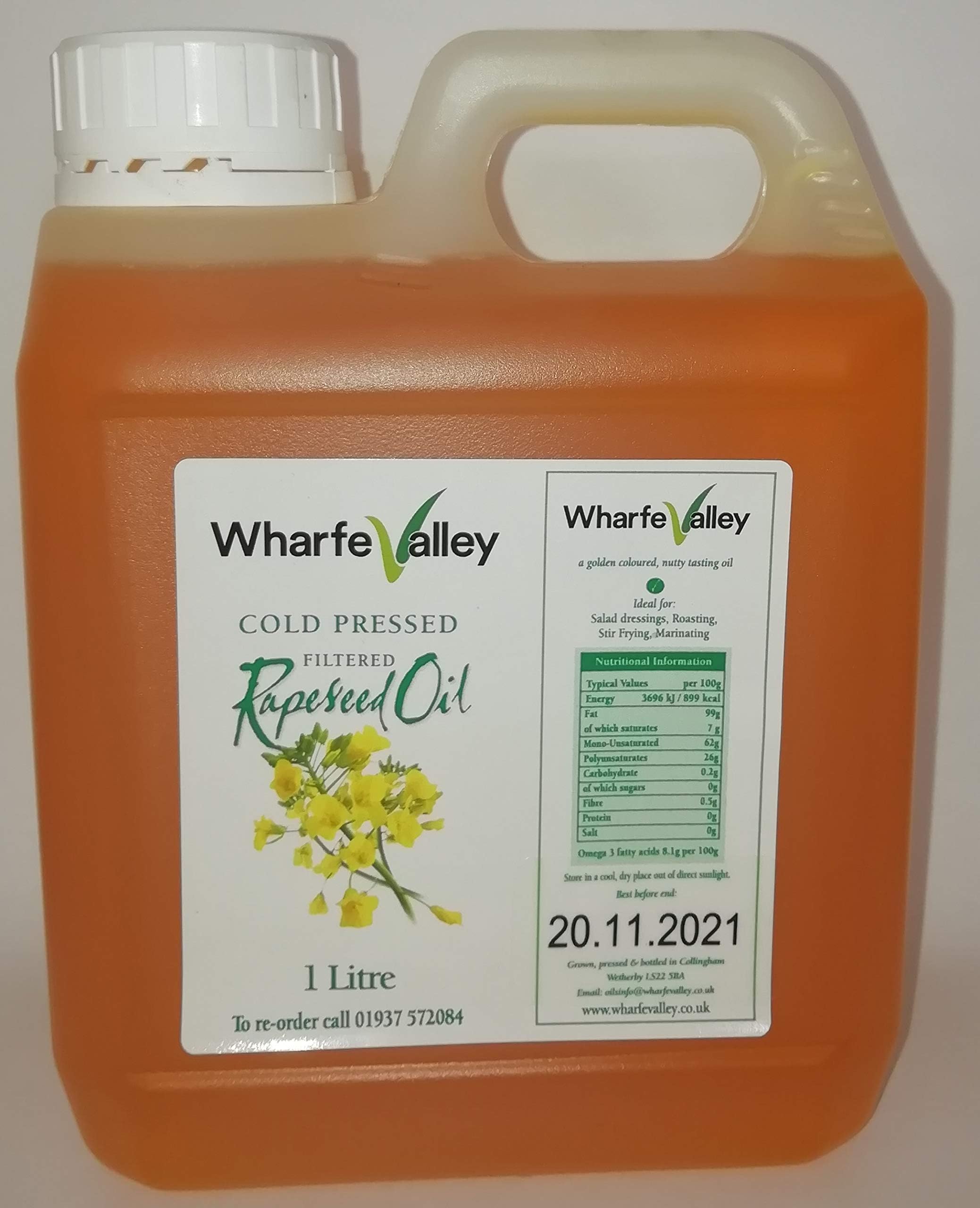 Wharfe Valley Cold Pressed Rapeseed Oil, 1 litre