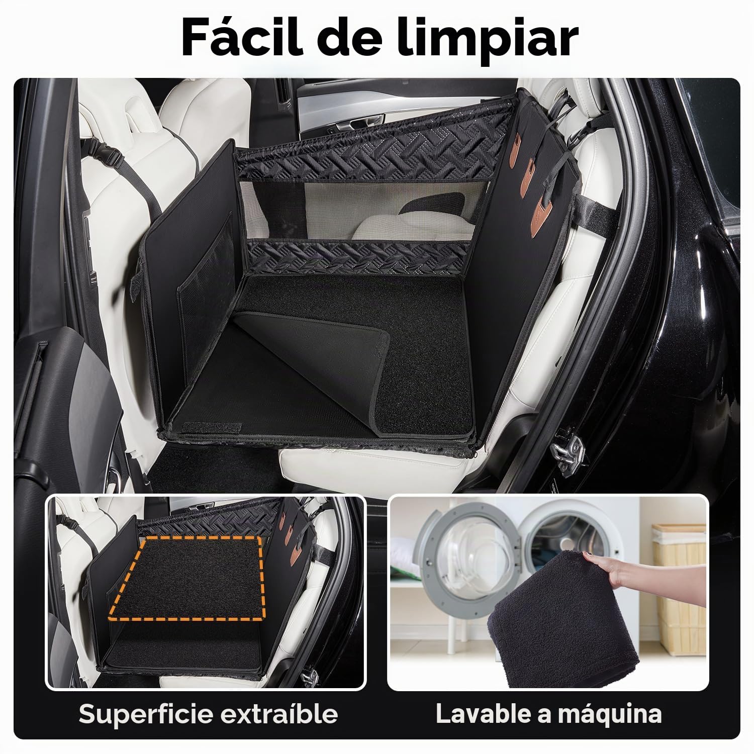 GGW Asiento trasero para perros medianos y grandes – Asiento de seguridad con correa de fijación, asiento para perros antideslizante e impermeable como cama para perros para coche, SUV