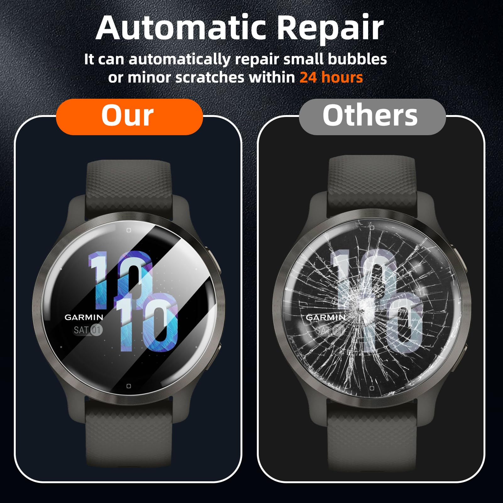 Screen protector film voor Garmin VENU 2S 40mm, Schermbeschermer Gehard glas, Tempered Glass, (3x verpakking