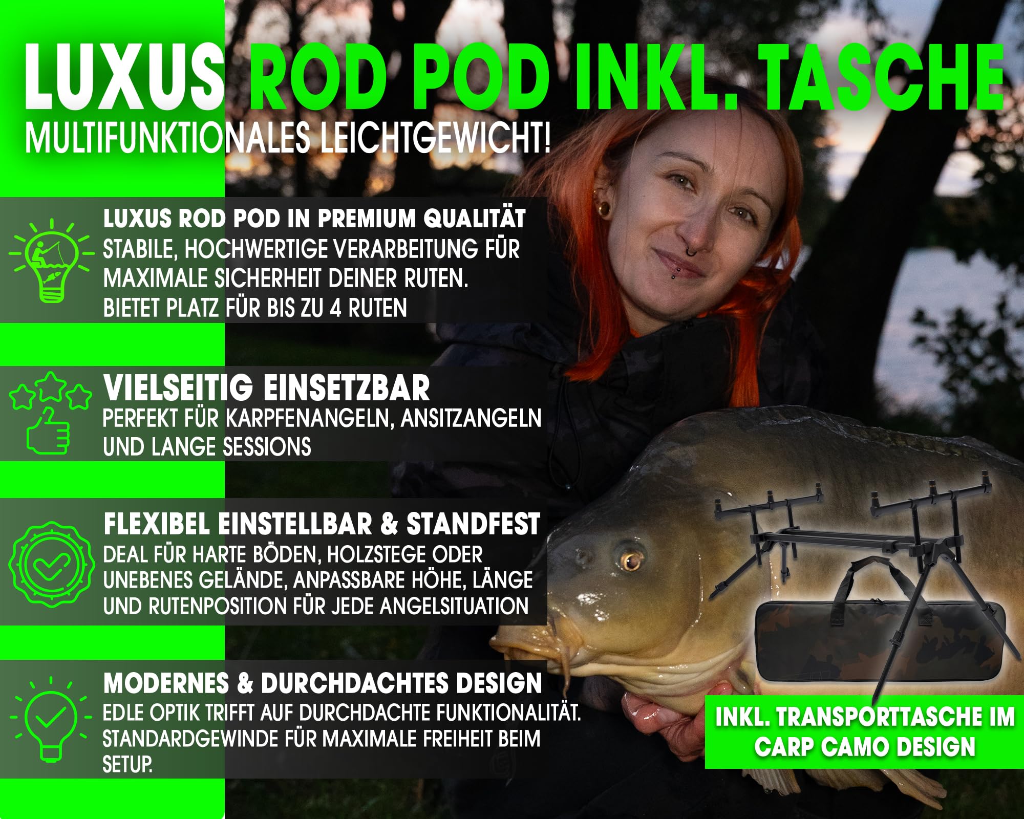 Angel-Berger Magic Baits Luxus Rod Pod Verschiedene Modelle mit Tasche
