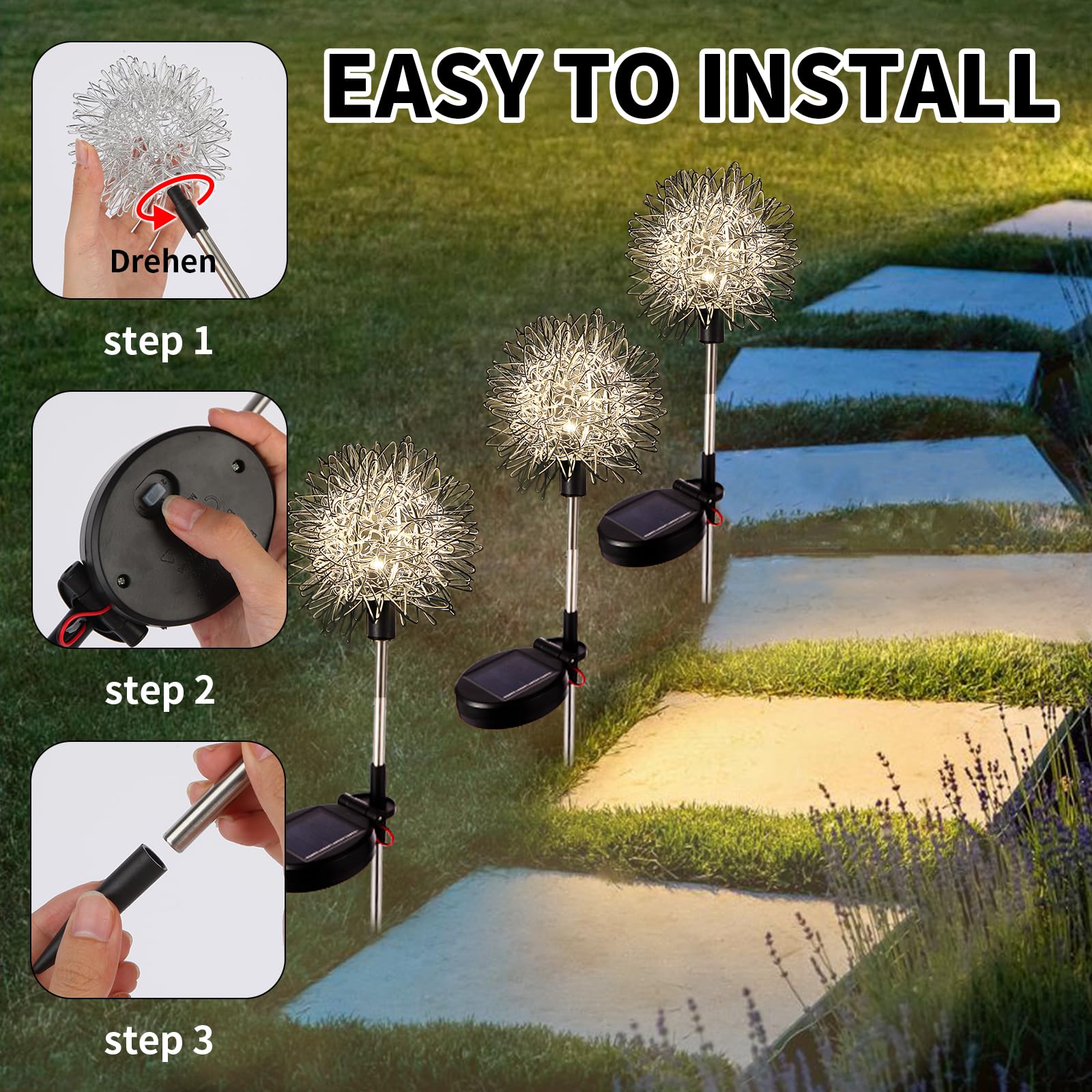 4x Solarlampen Garten IP65 - Quallen & Pilz Leuchten Für Außenbereich