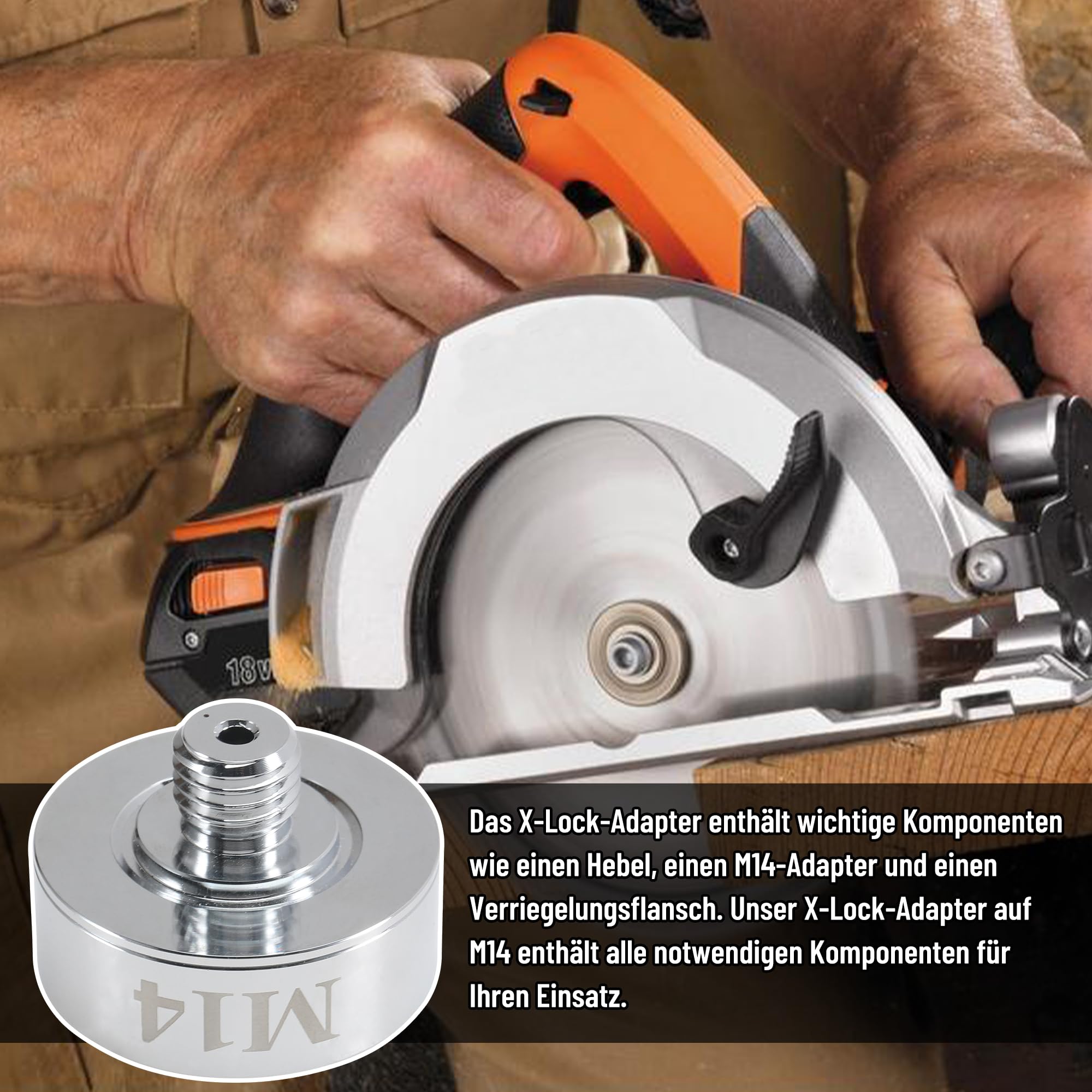 X-Lock Adaptateur vers M14, écrou à dégagement rapide M14 pour meuleuse d'angle modifiée avec écrou de verrouillage à bride M14 45 mm Adaptateur Xlock pour perceuse diamant meuleuse d'angle