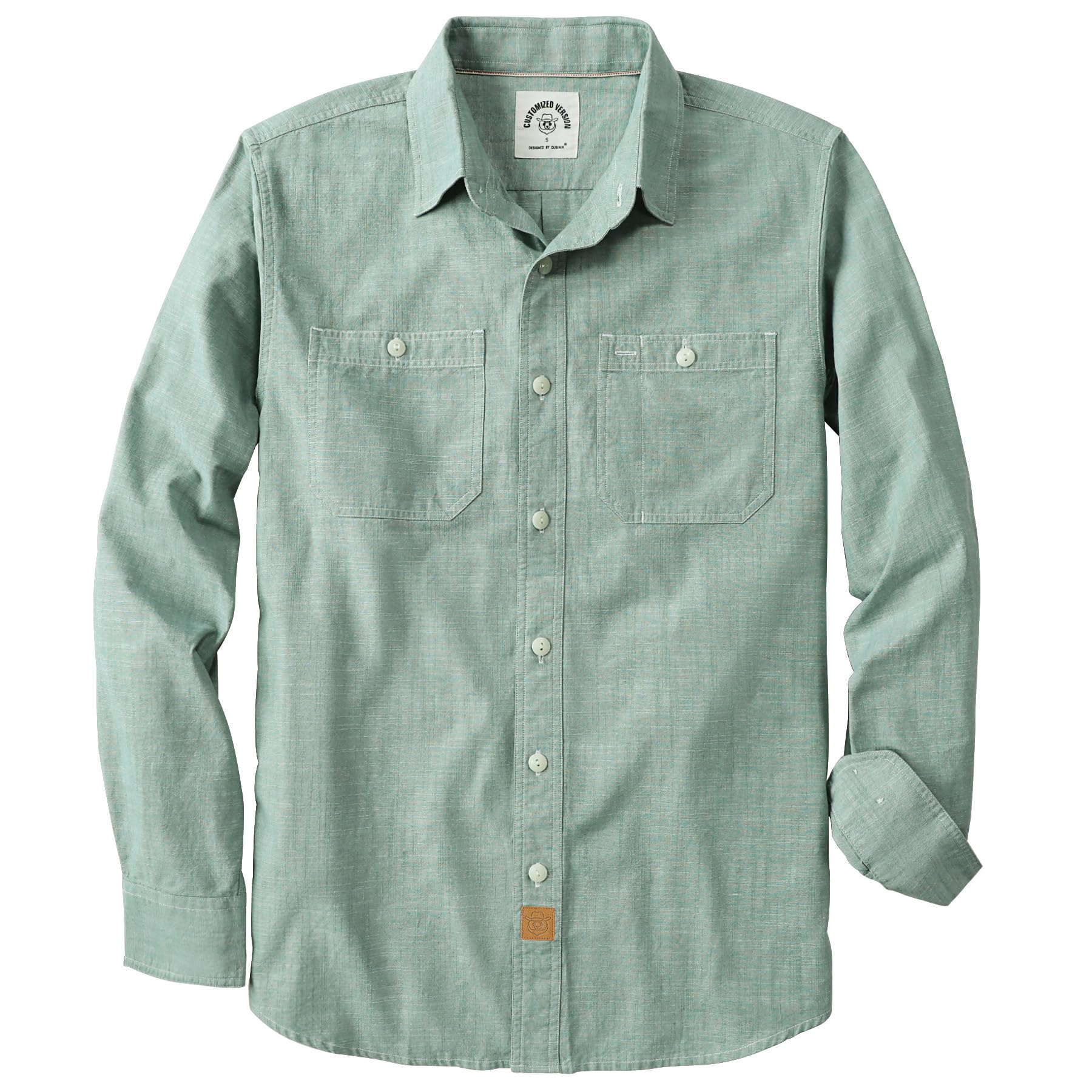 Dubinik® Chambray Hemd Herren 2 Brusttaschen Baumwoll Langarm Button Down Comfort Freizeit Arbeiten Regular Fit