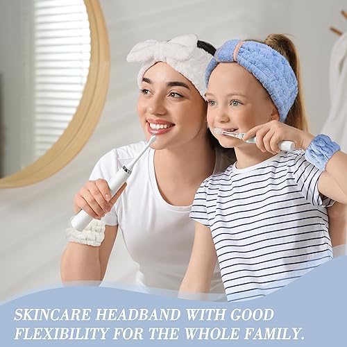 Miniatura 5 de Diademas de spa para mujeres y damas, paquete combinado de diadema de maquillaje hinchada, juego de 2 bandas de tela de toalla para el cabello para