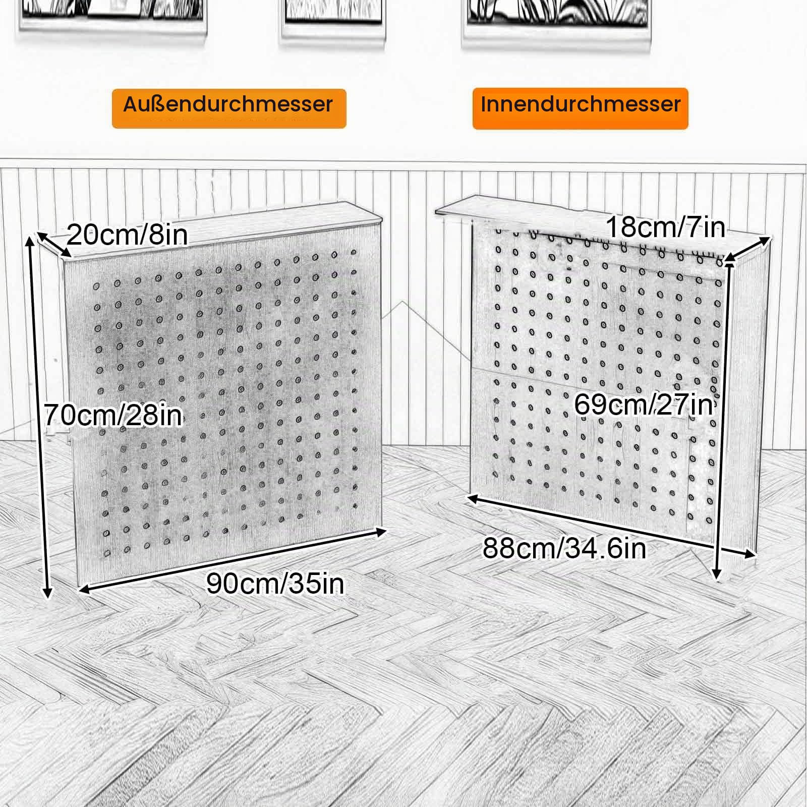 Heizkörperverkleidung für Zuhause, Moderne Heizungsverkleidung aus Holz Verbergen Unansehnliche Heizkörper und Wasserleitungen mit Belüftungslöchern(White,90x70x20cm/35x28x8in)