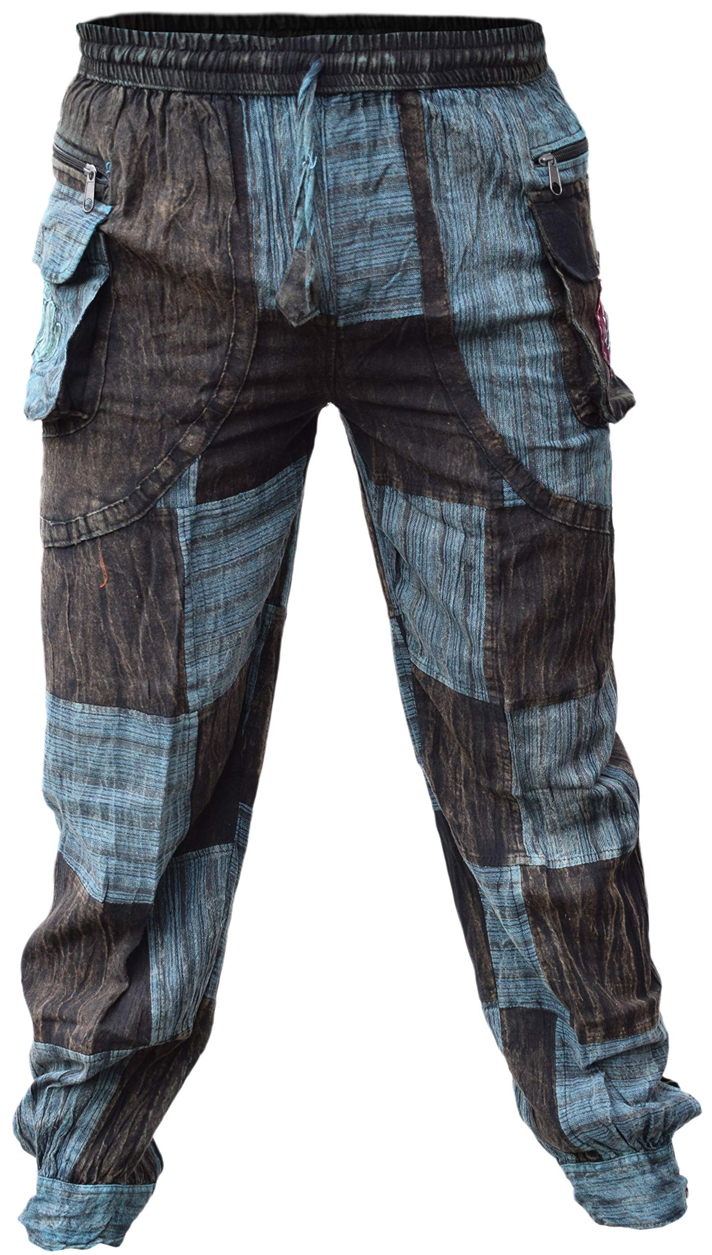 Gheri Black Patchwork Peace Stonewashed Trousers Casual Pants