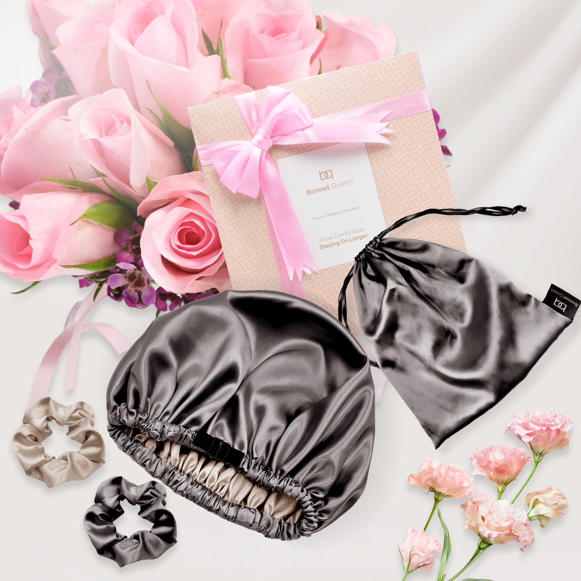 BONNET QUEEN Dual-Layer Reversible Silk Sleep Bonnet with Adjustable Elastic Band - Image 4