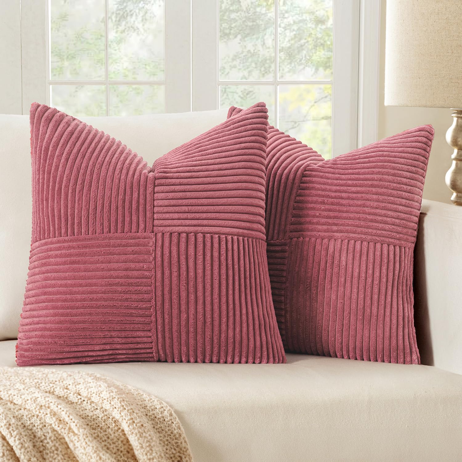Amazon.com: MIULEE Cranberry Red Corduroy Pillow Covers Pack of 2
