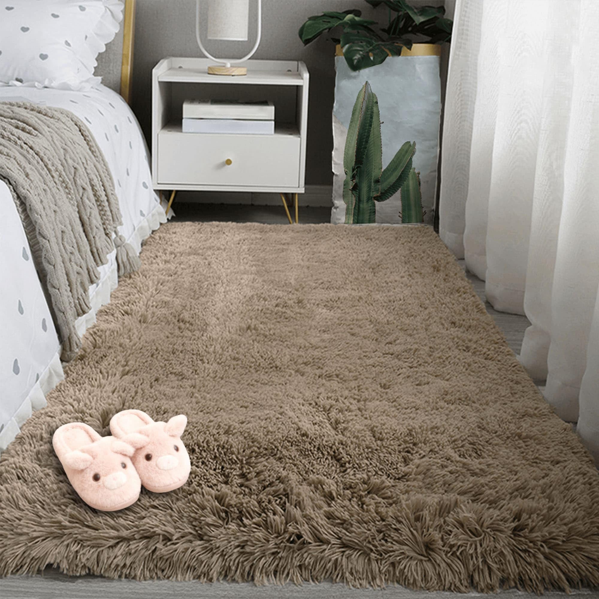 Tapis salon shaggy moelleux 280x340 pour créer un coin lecture cocooning au chaud